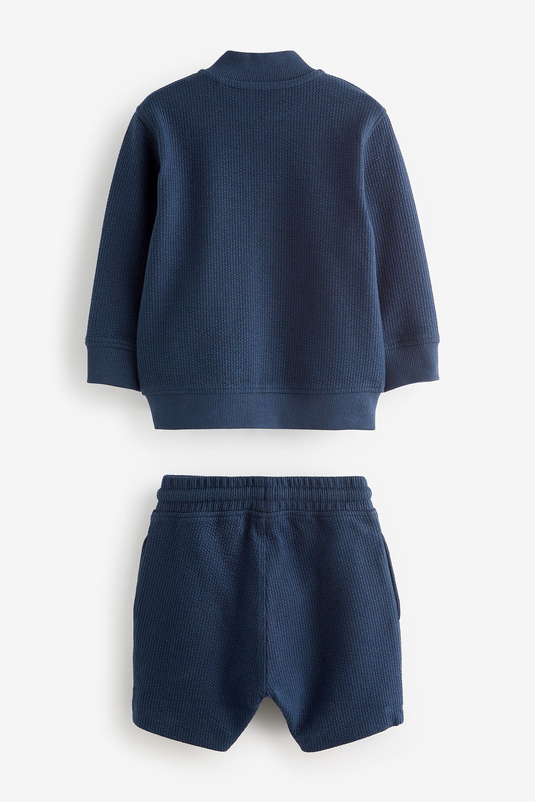 Navy Zip Through Jersey Bomber Jacket And Shorts Set (3mths-7yrs)