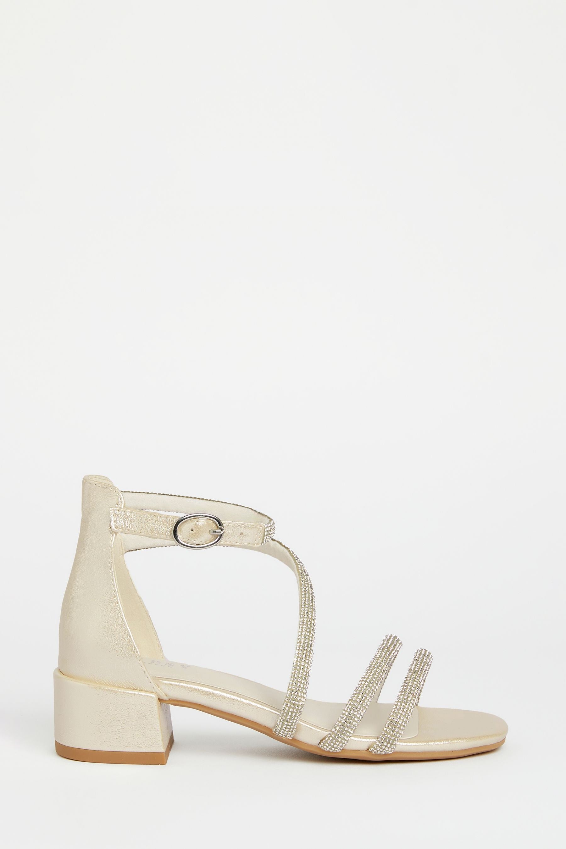 White Lipsy Low Block Heel Occasion Sandals