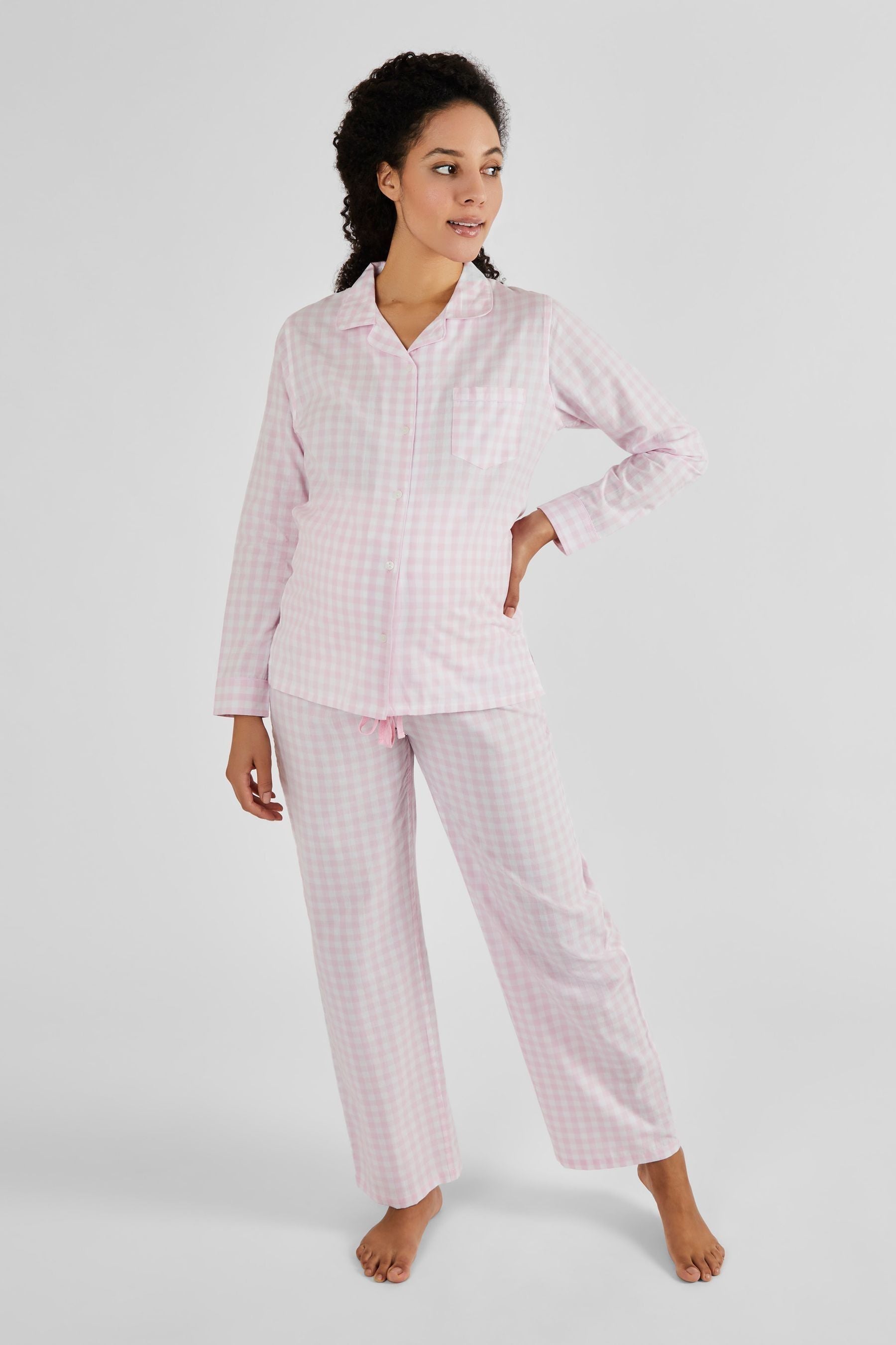 Pink JoJo Maman Bébé Gingham Maternity Pyjamas Set