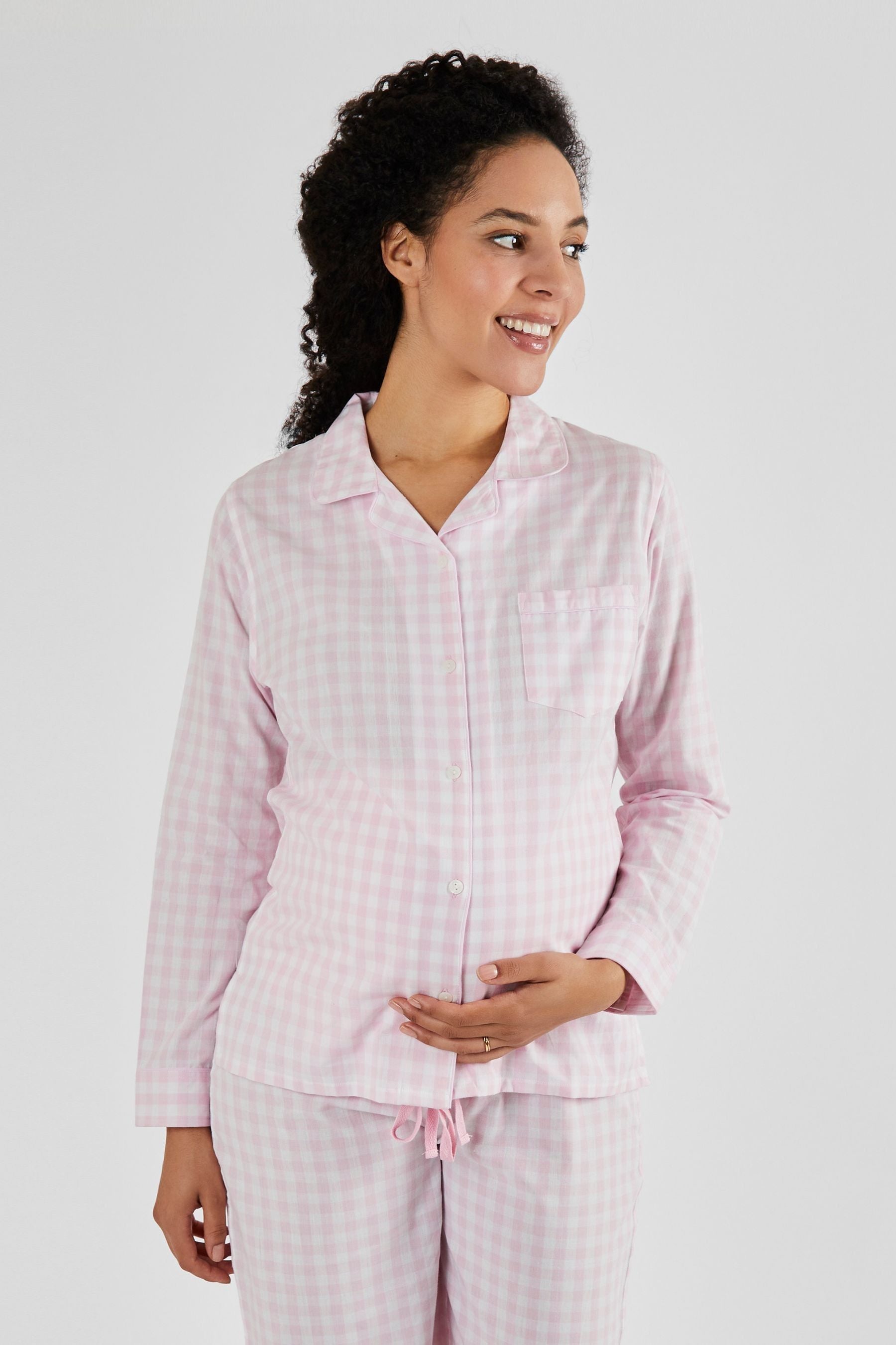 Pink JoJo Maman Bébé Gingham Maternity Pyjamas Set