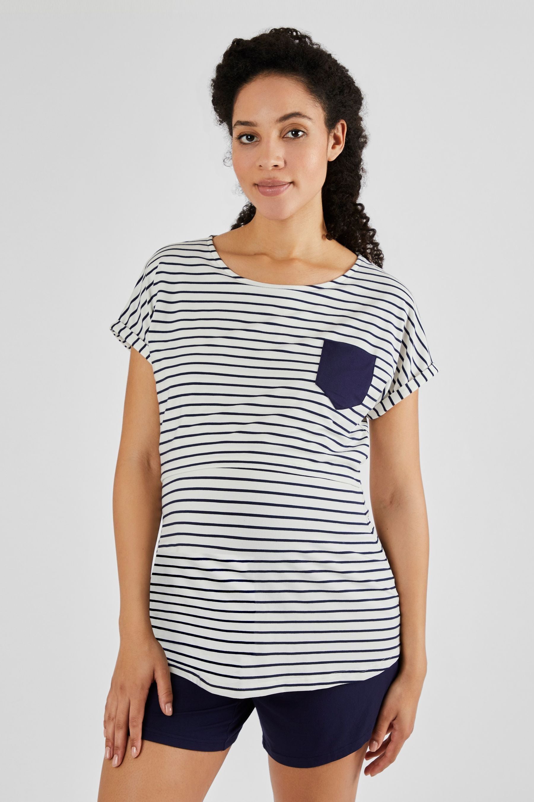 Navy JoJo Maman Bébé Maternity & Nursing Short Pyjamas Set