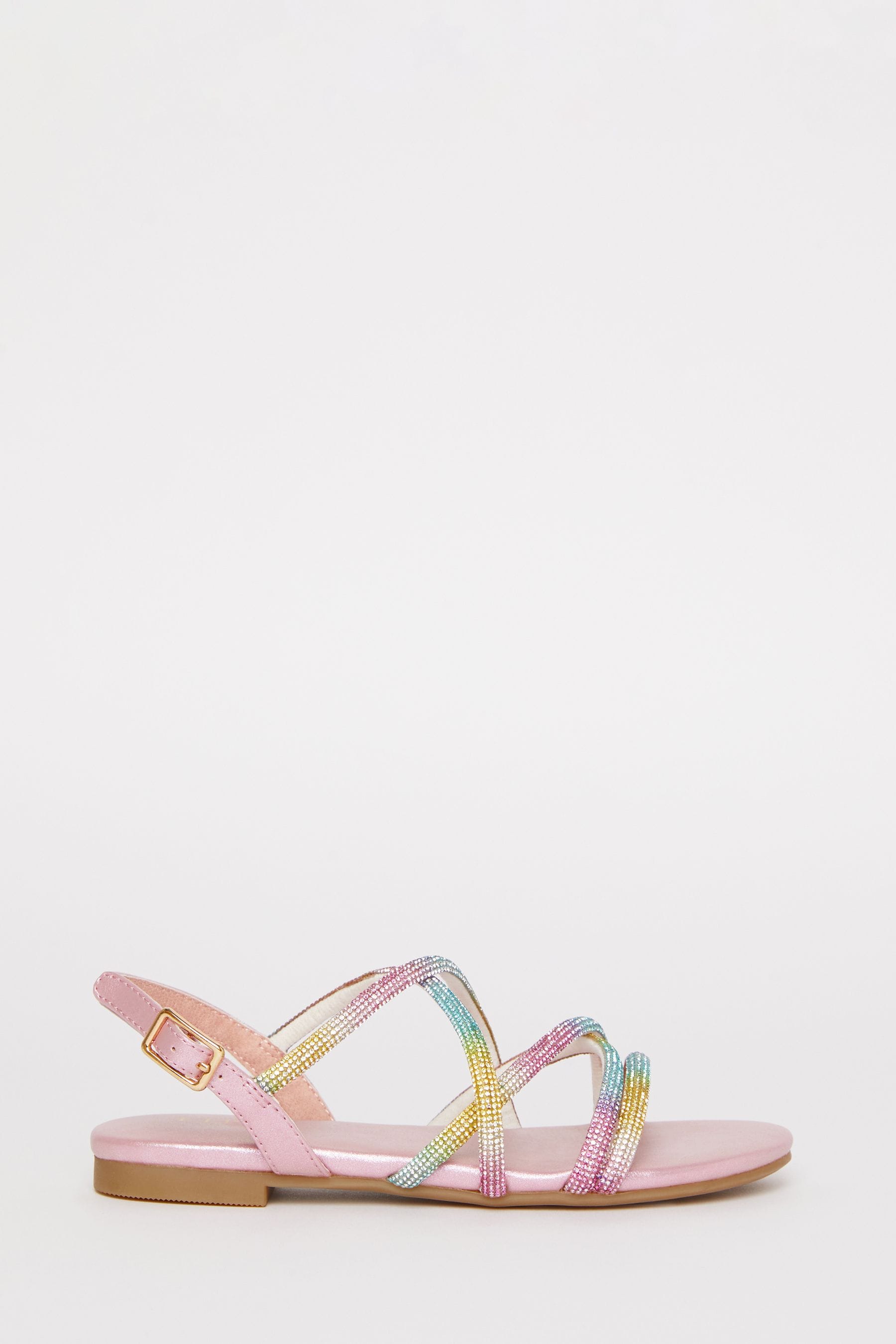 Rainbow Pink Lipsy Low Block Embellished Heel Occasion Sandal