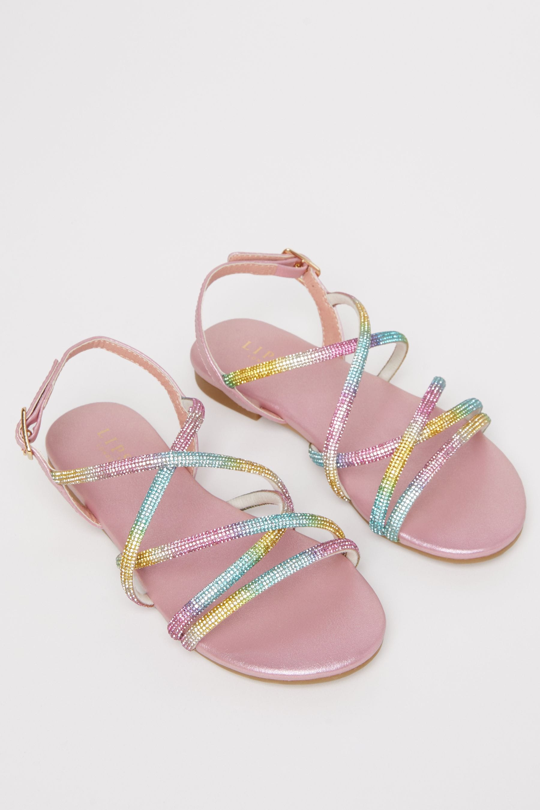 Rainbow Pink Low Block Embellished Heel Occasion Sandal