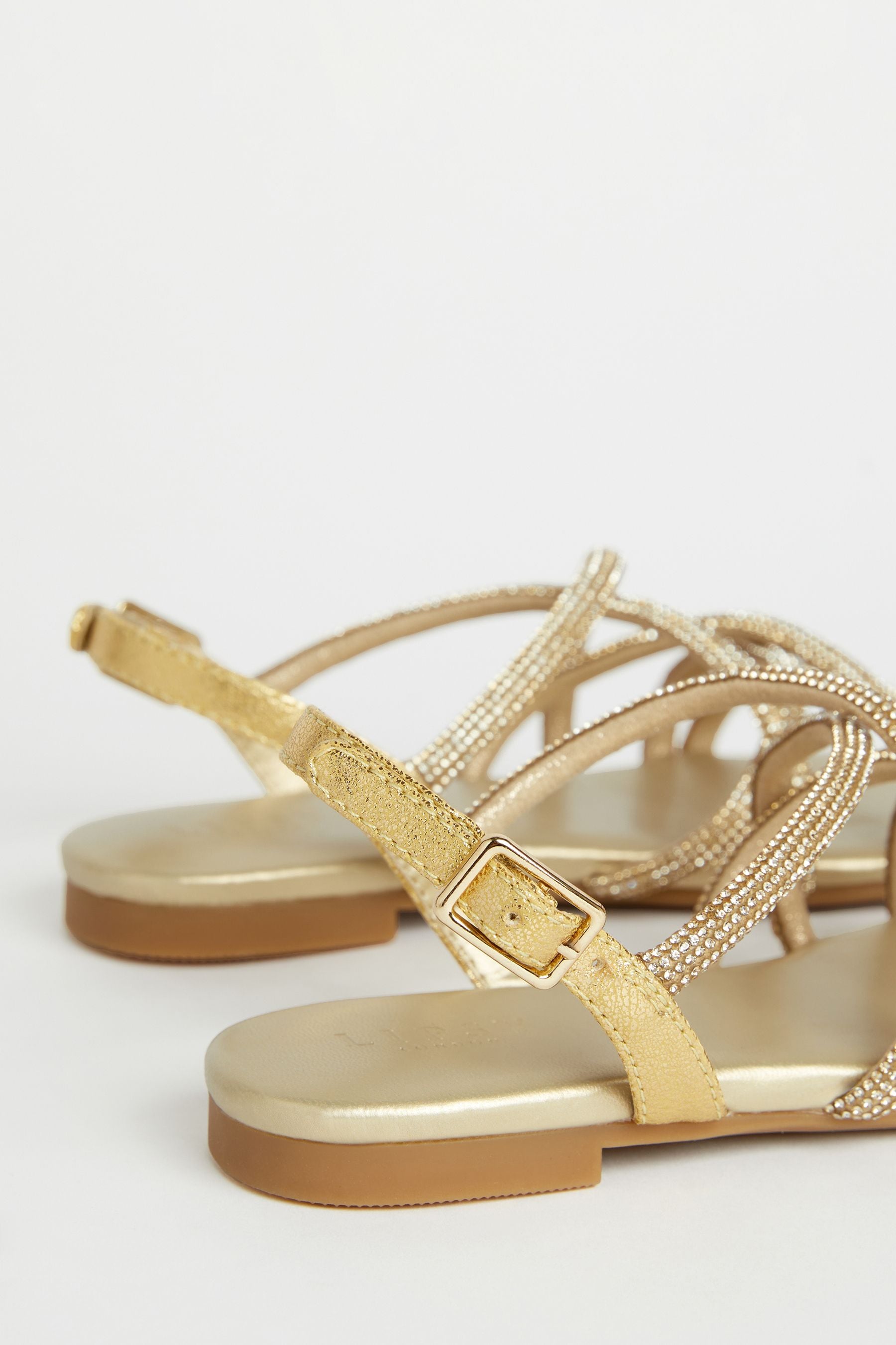 Gold Lipsy Low Block Embellished Heel Occasion Sandal