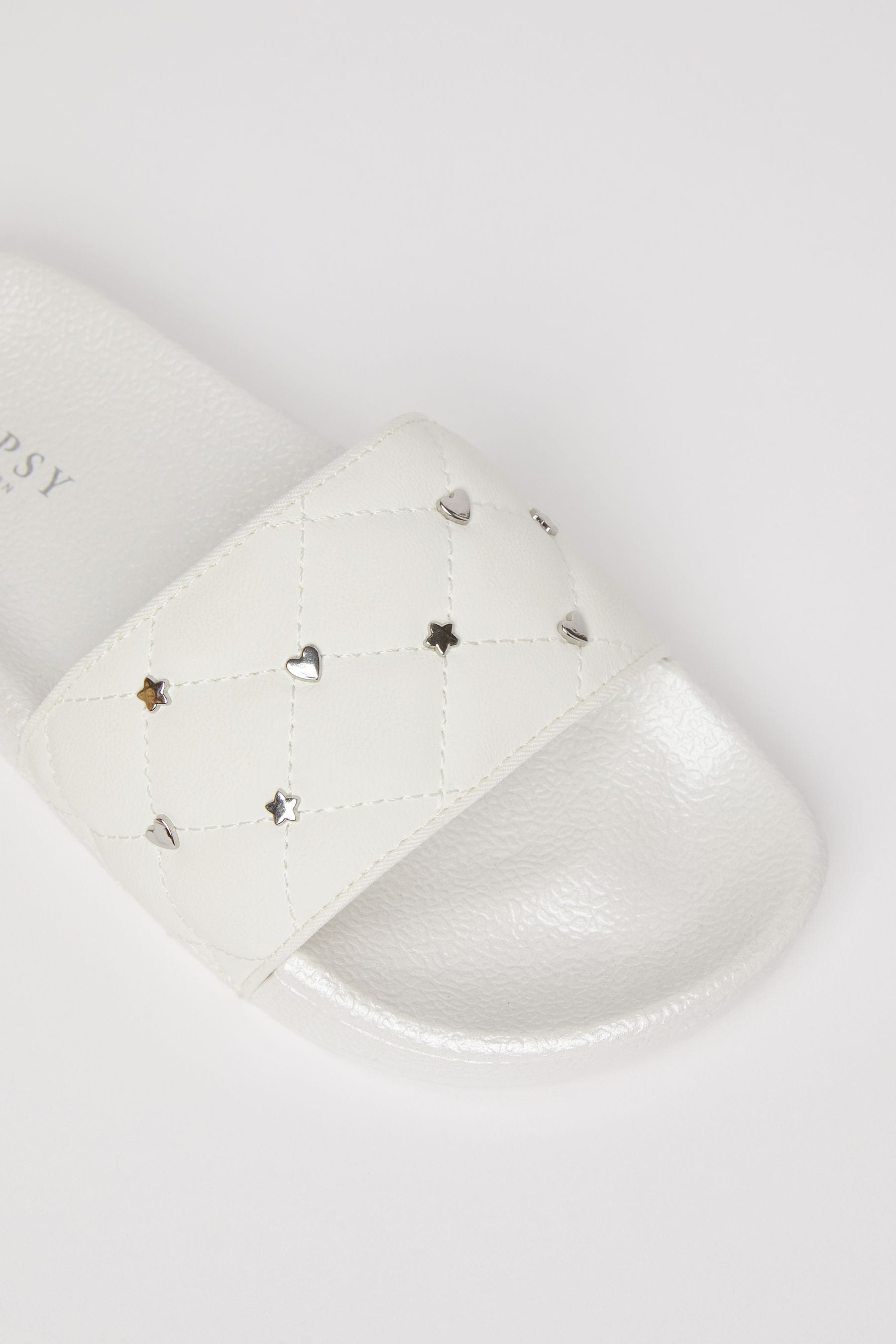 White Lipsy Slip On Pool Sliders