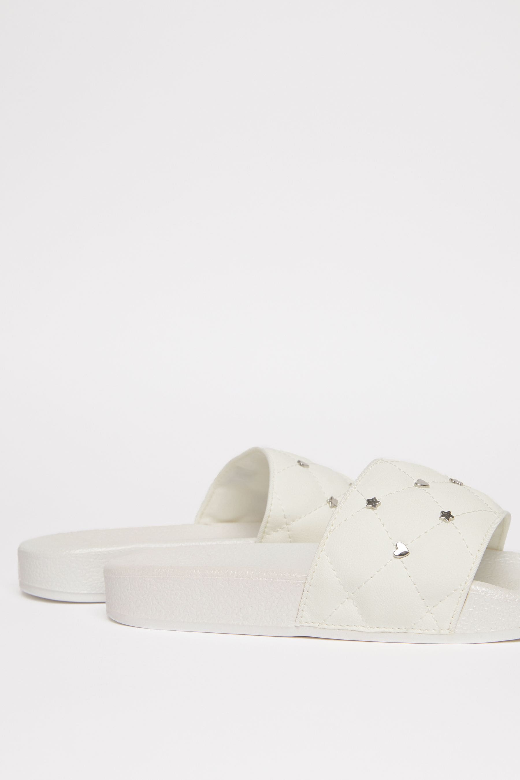 White Lipsy Slip On Pool Sliders