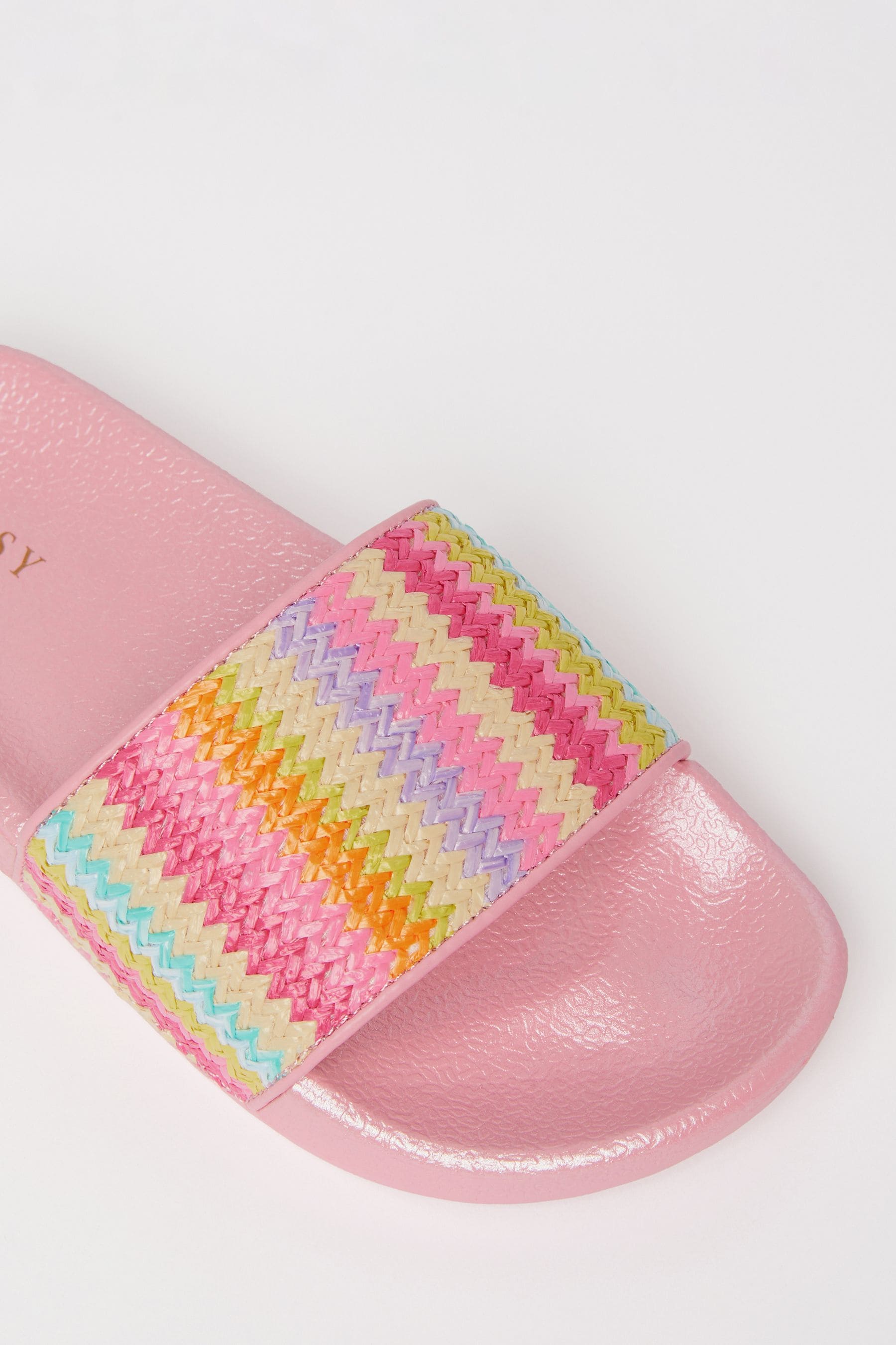 Rainbow Nude Pink Lipsy Slip On Pool Sliders