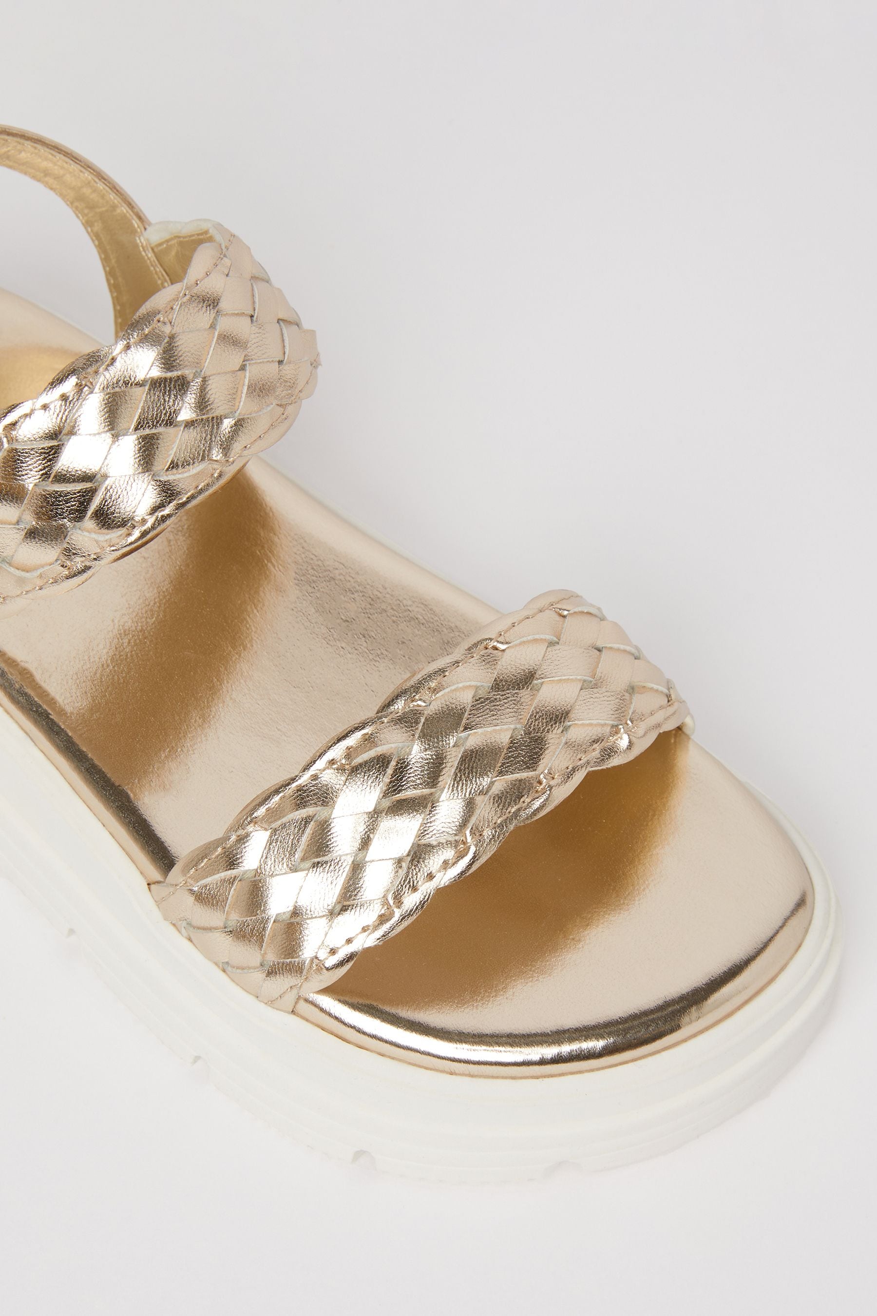 Gold Lipsy Chunky Flat Double Strap Sandal