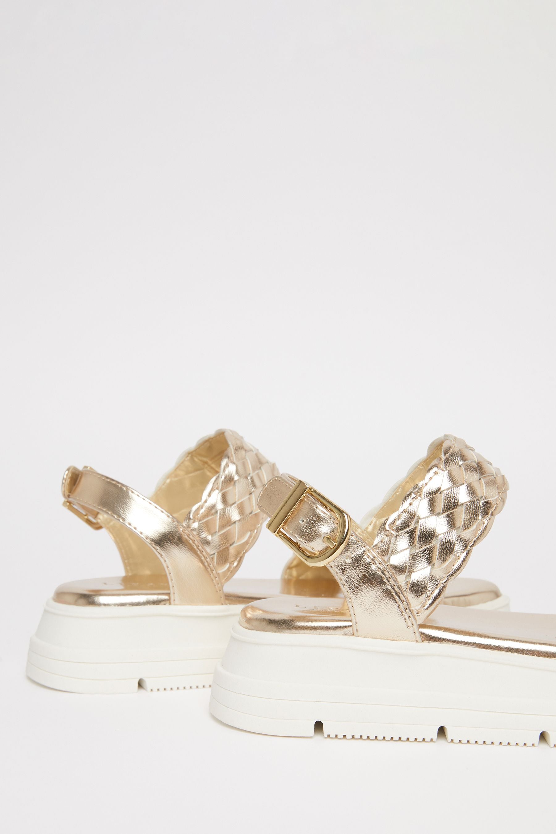 Gold Lipsy Chunky Flat Double Strap Sandal