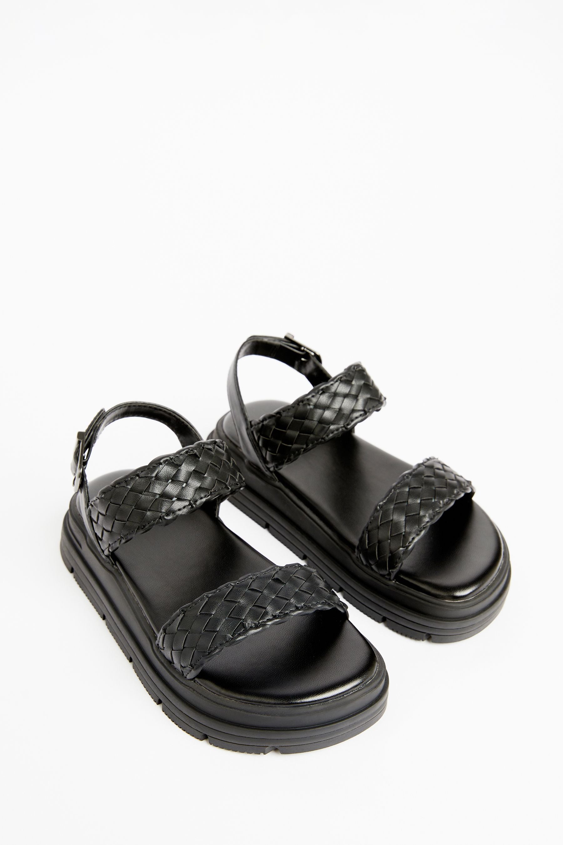 Black Lipsy Chunky Flat Double Strap Sandal