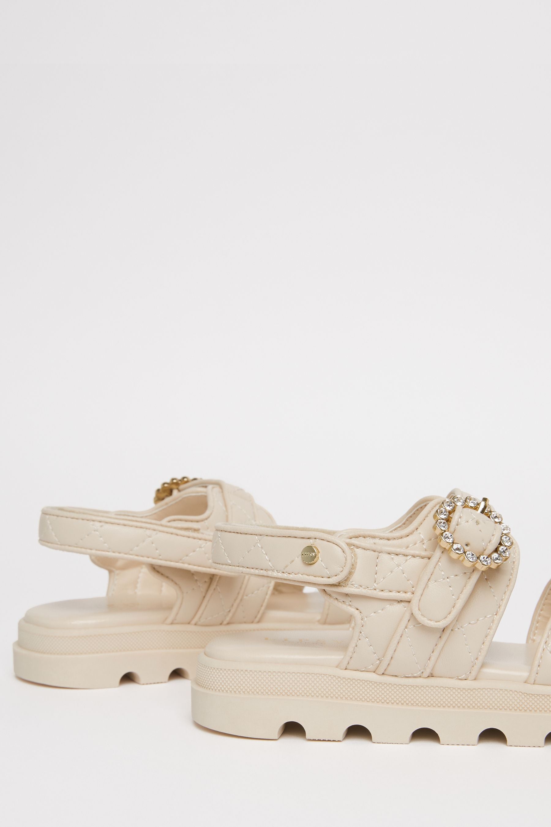 Lipsy Cream Quilted Chunky Flatform Occasion Sandal