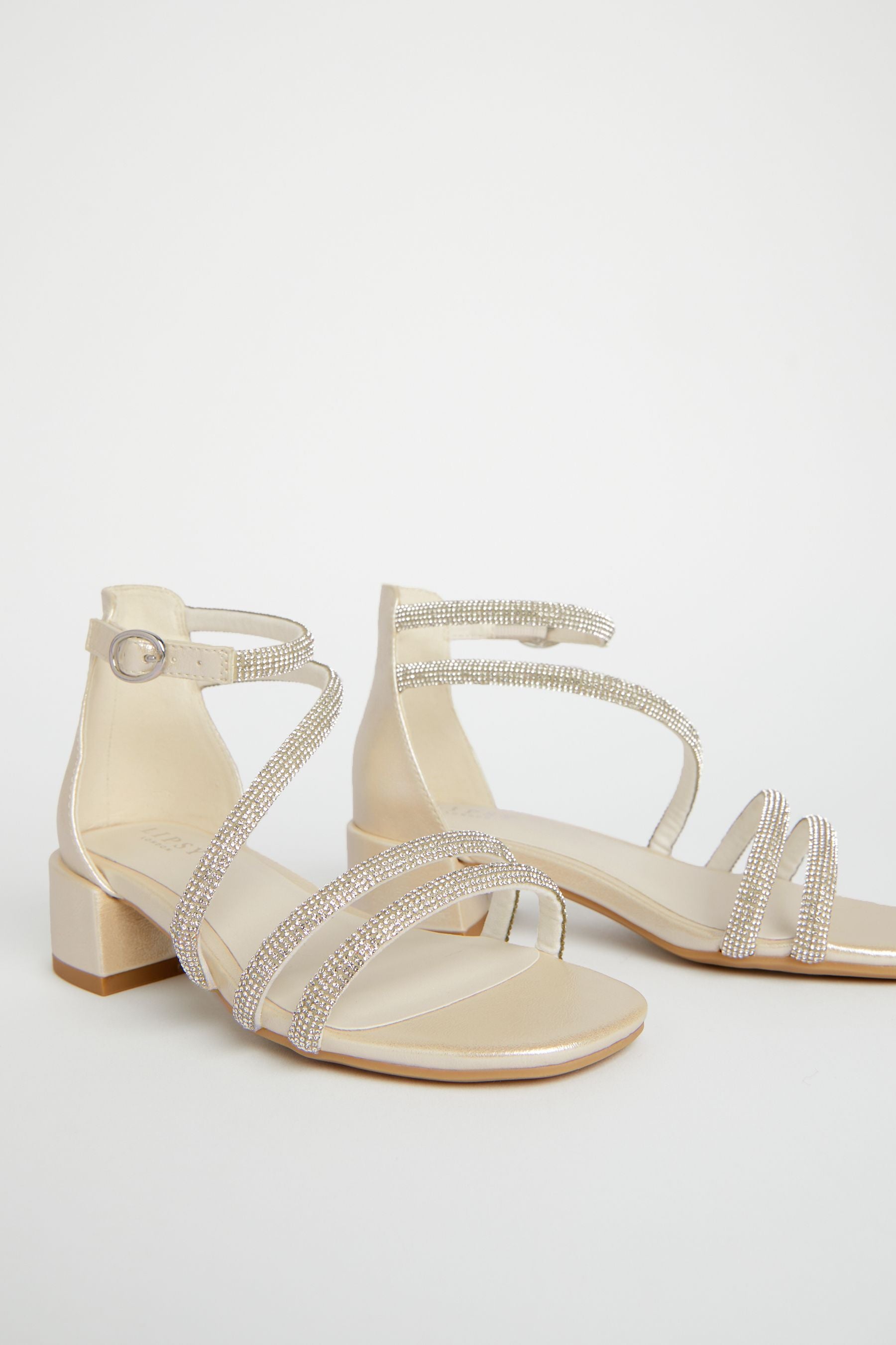 White Lipsy Low Block Heel Occasion Sandals