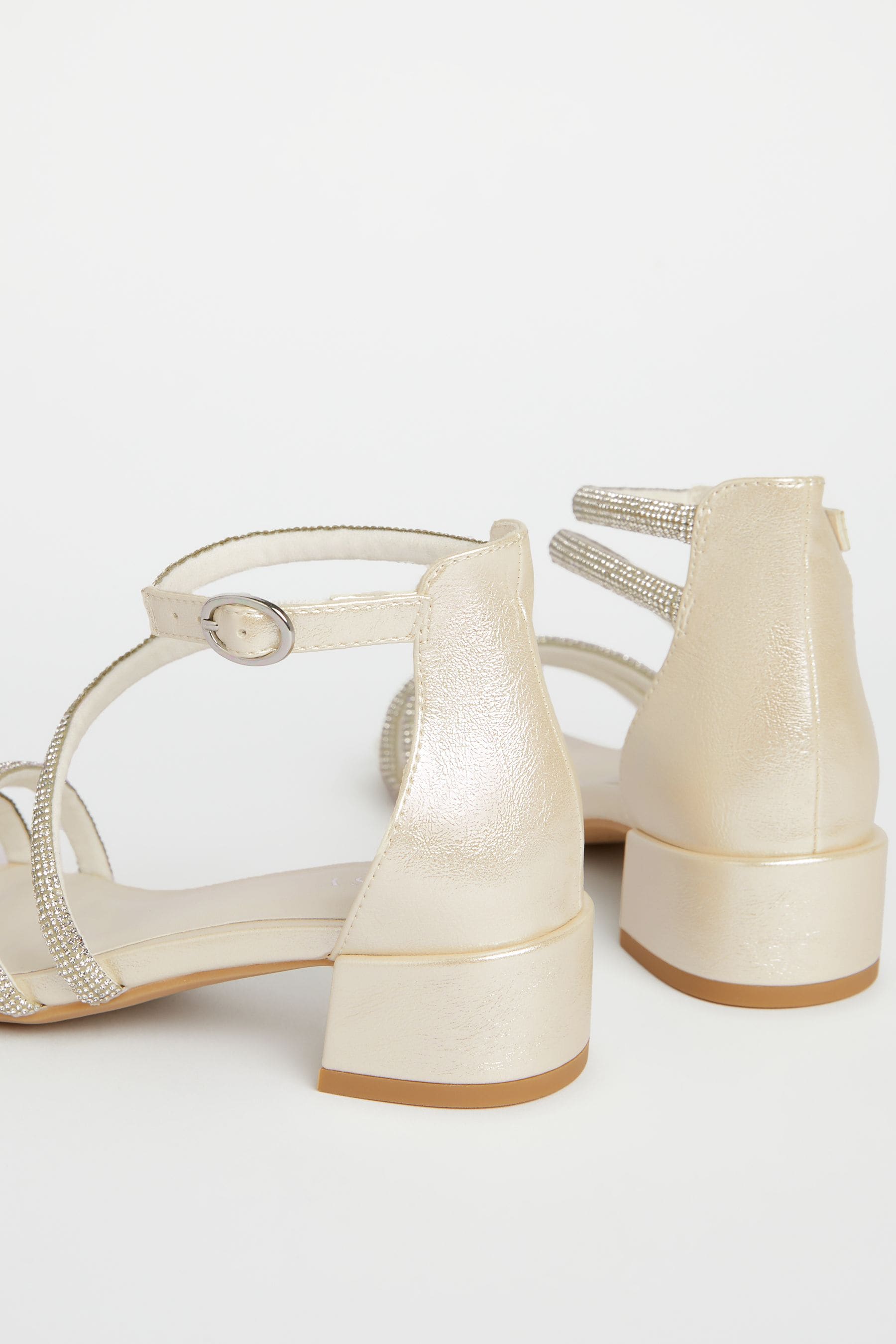 White Lipsy Low Block Heel Occasion Sandals