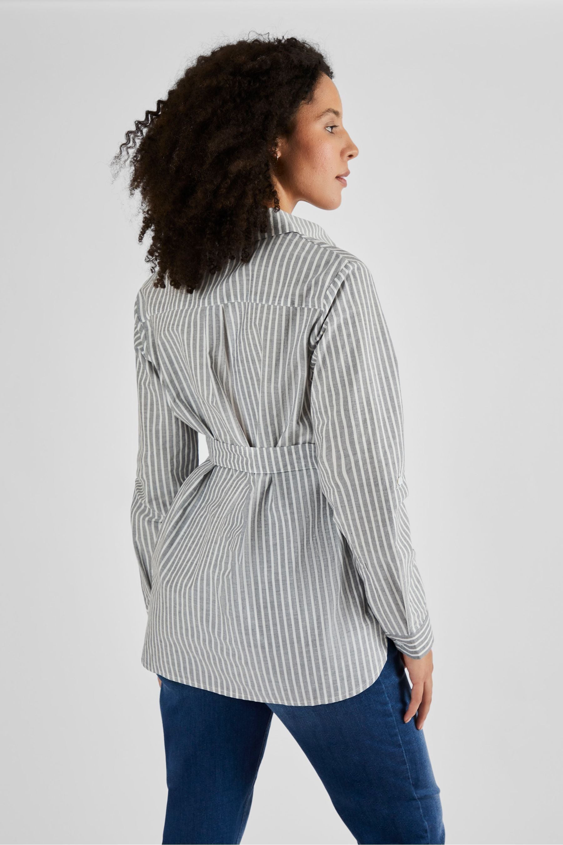 Black Cream Stripe JoJo Maman Bébé Stripe Maternity Shirt