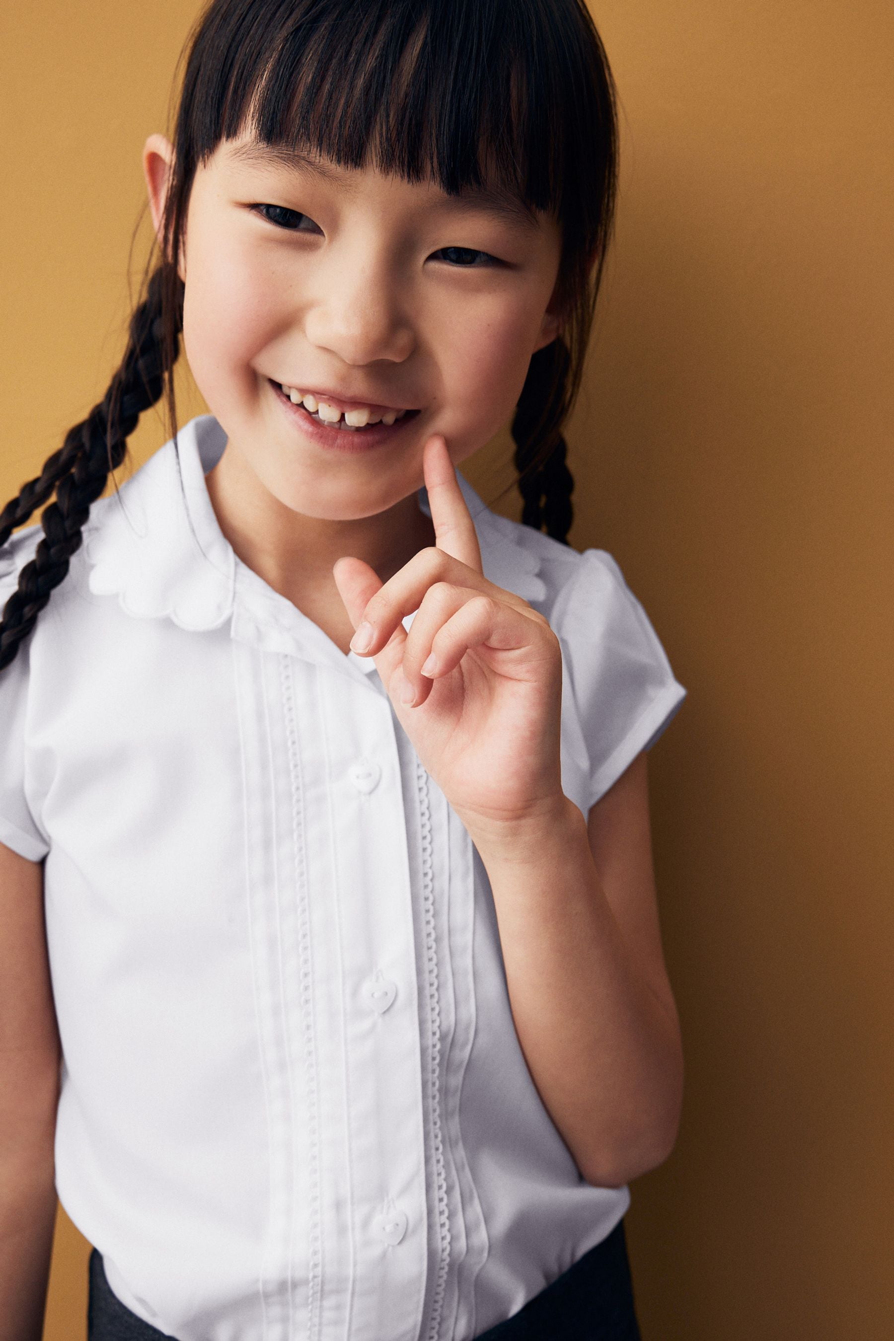 White Cotton Rich Scalloped Collar School Shirt (3-14yrs)