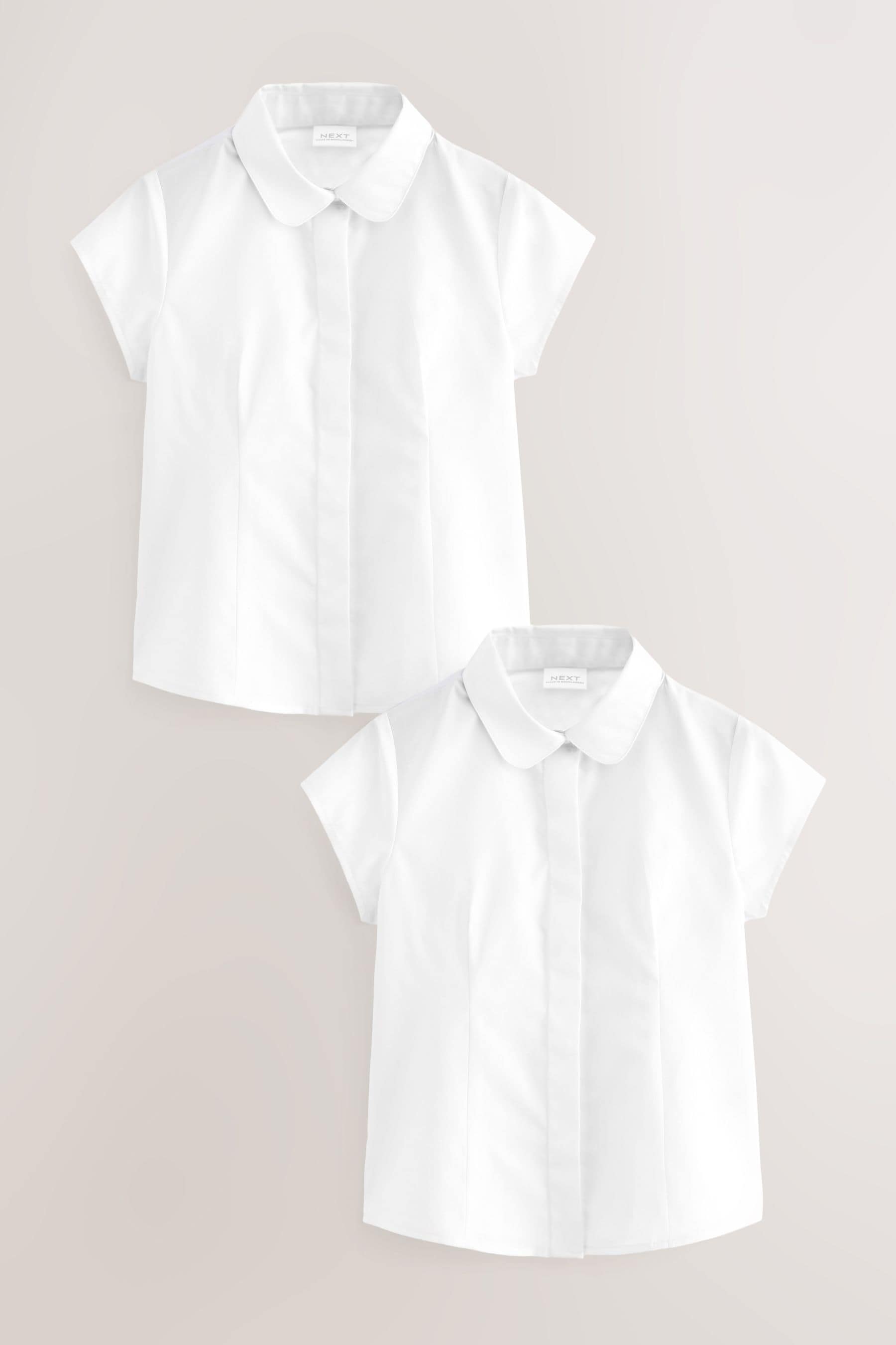 White 2 Pack Short Sleeve Fitted School Shirts (3-17yrs)