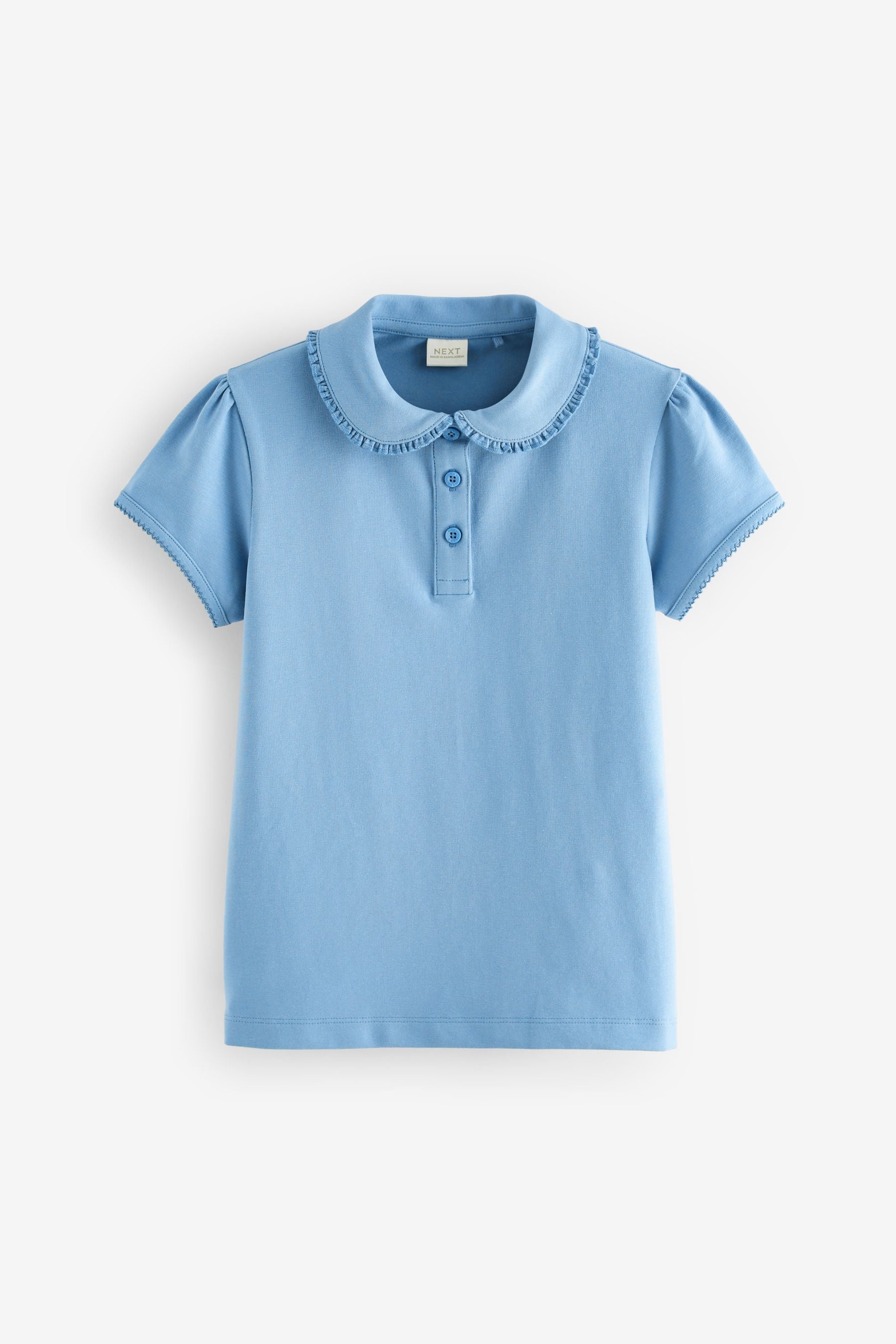 Blue Cotton Stretch Pretty Collar Jersey Tops 2 Pack (3-16yrs)