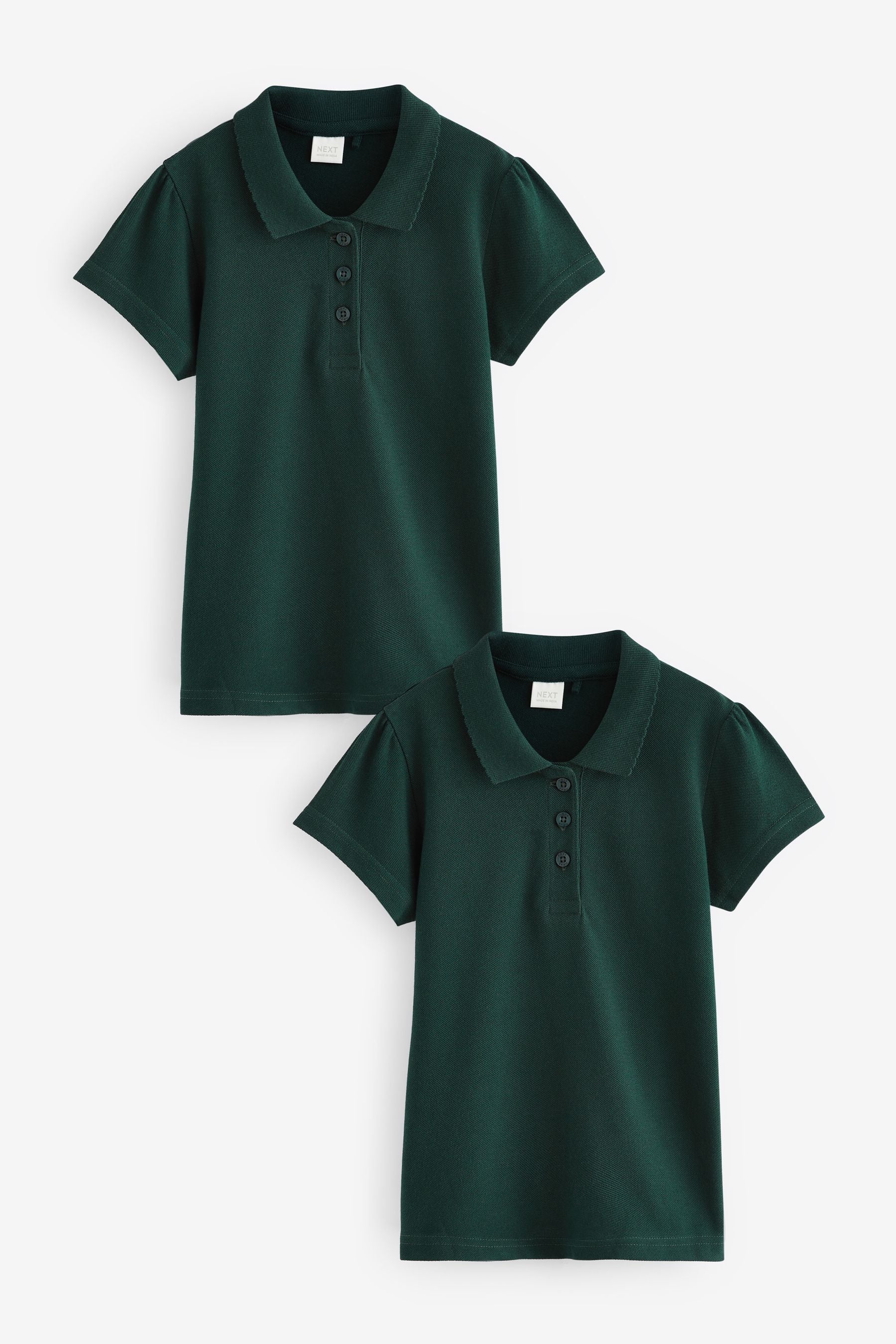 Green Regular Fit 100% Cotton Short Sleeve Polo Shirts 2 Pack (3-16yrs)