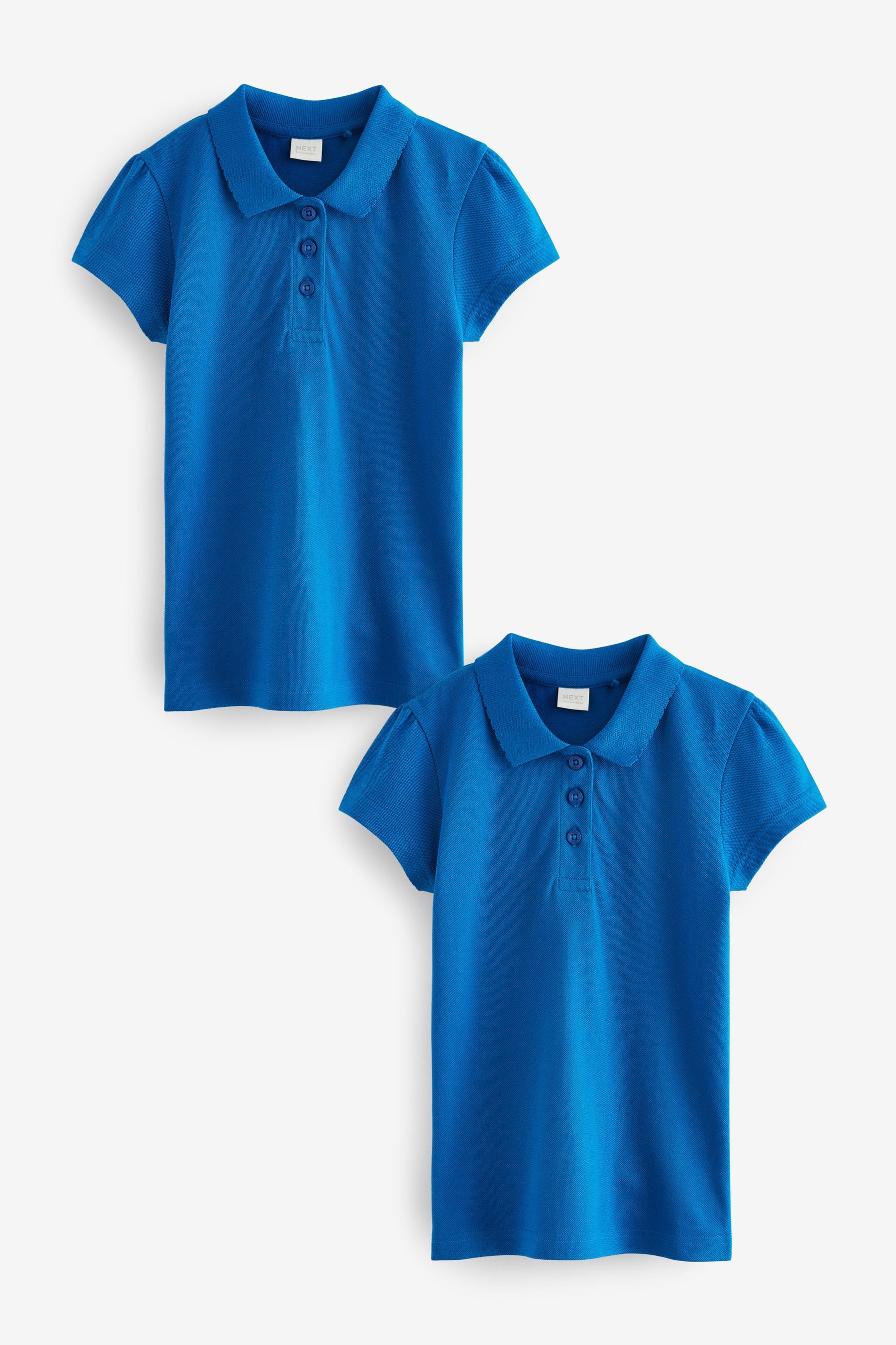 Bright Blue Regular Fit 100% Cotton Short Sleeve Polo Shirts 2 Pack (3-16yrs)