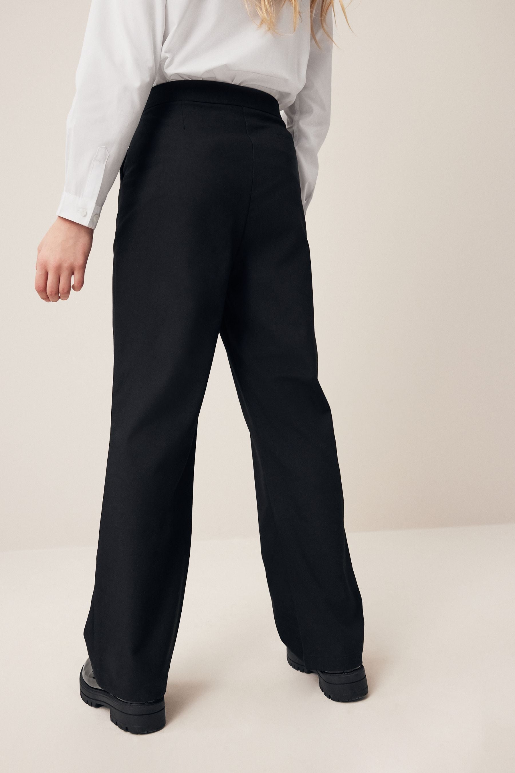 Black Senior High Waist Flared School Trousers (9-17yrs)