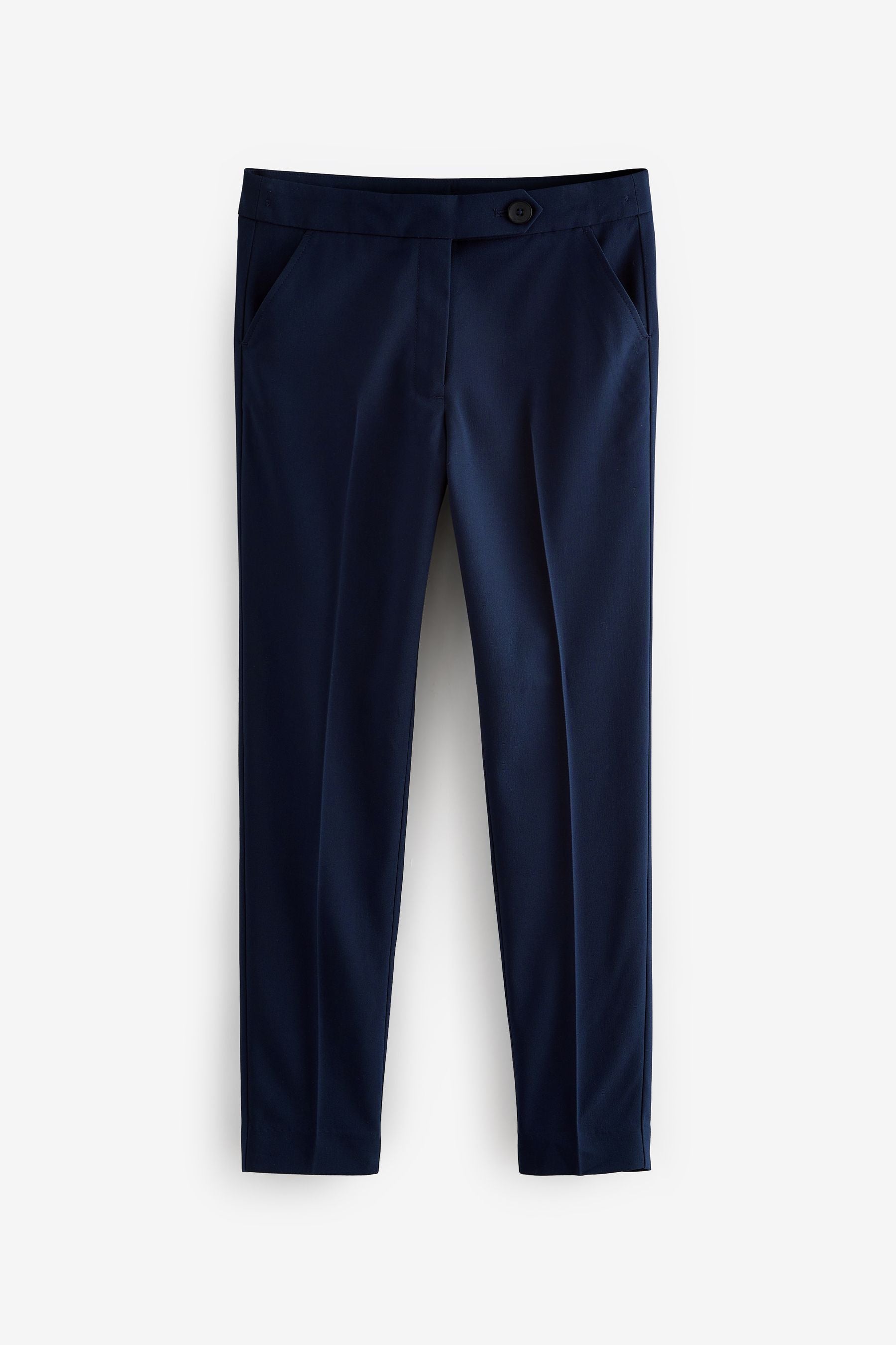 Navy Blue Plain Front School Trousers (3-18yrs)