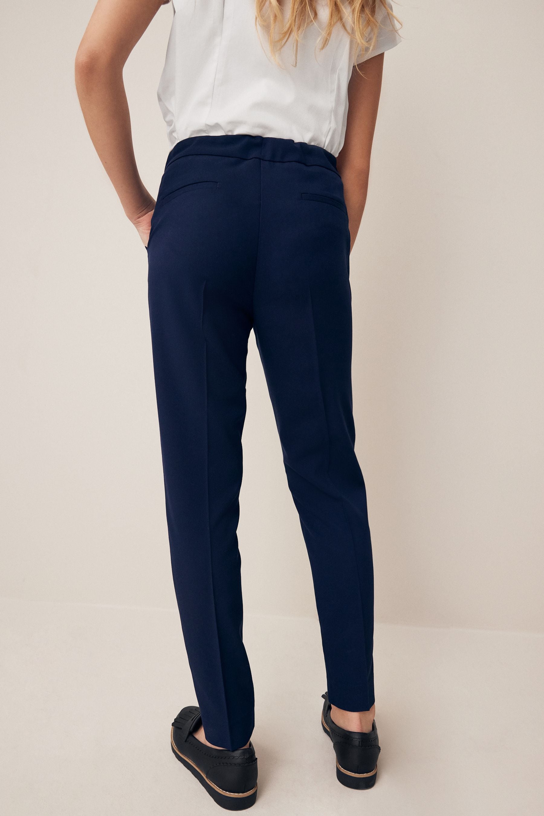 Navy Blue Plain Front School Trousers (3-18yrs)