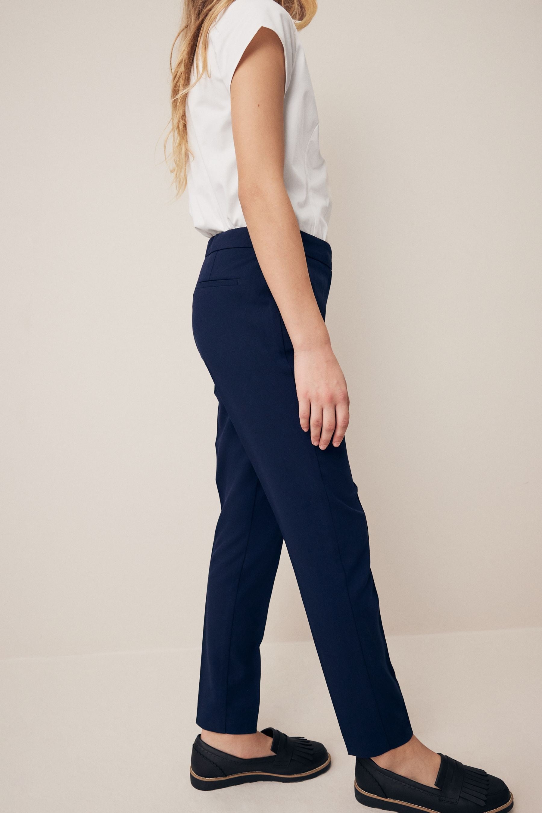 Navy Blue Plain Front School Trousers (3-18yrs)