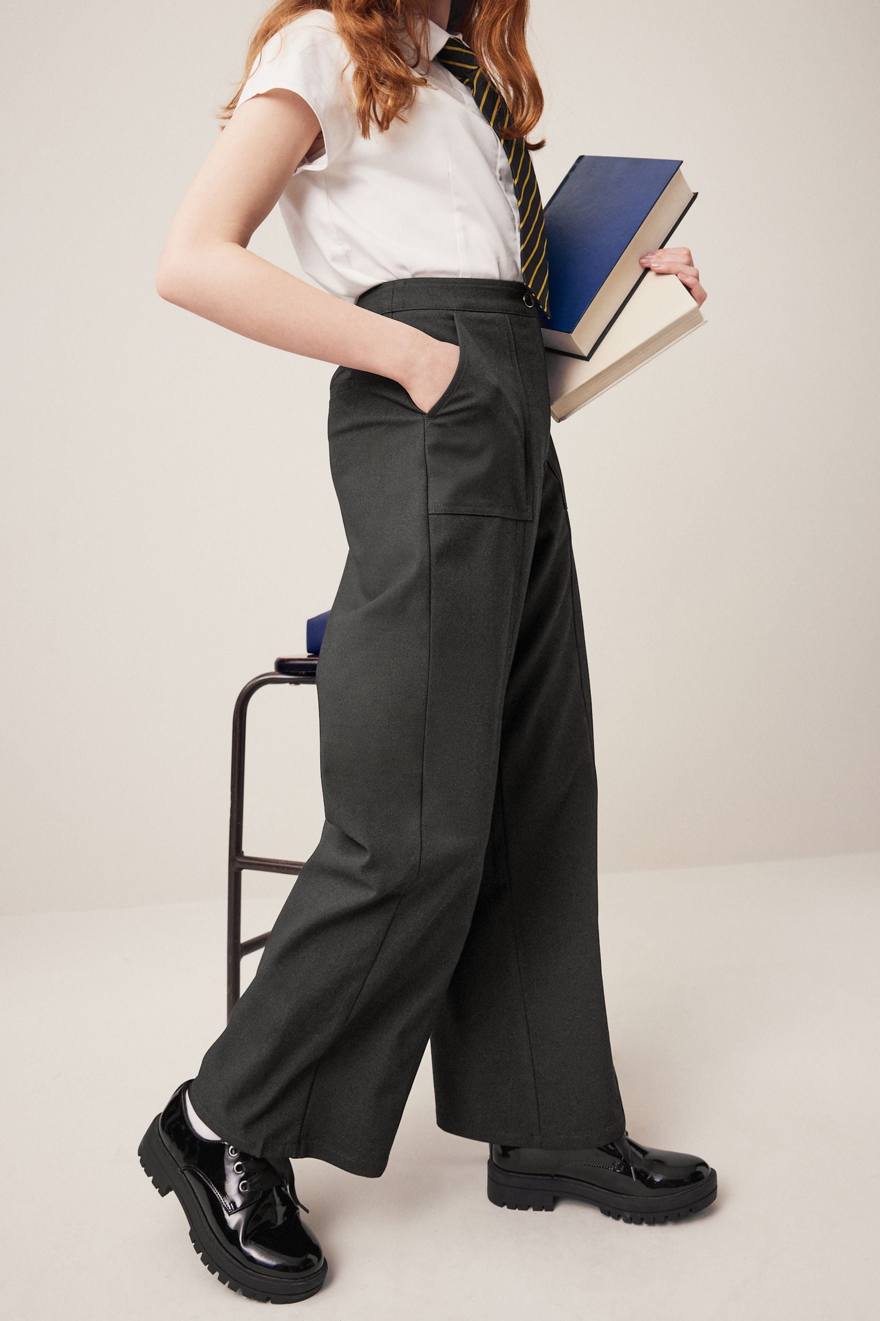 Black Senior Wide Leg Trousers (9-18yrs)