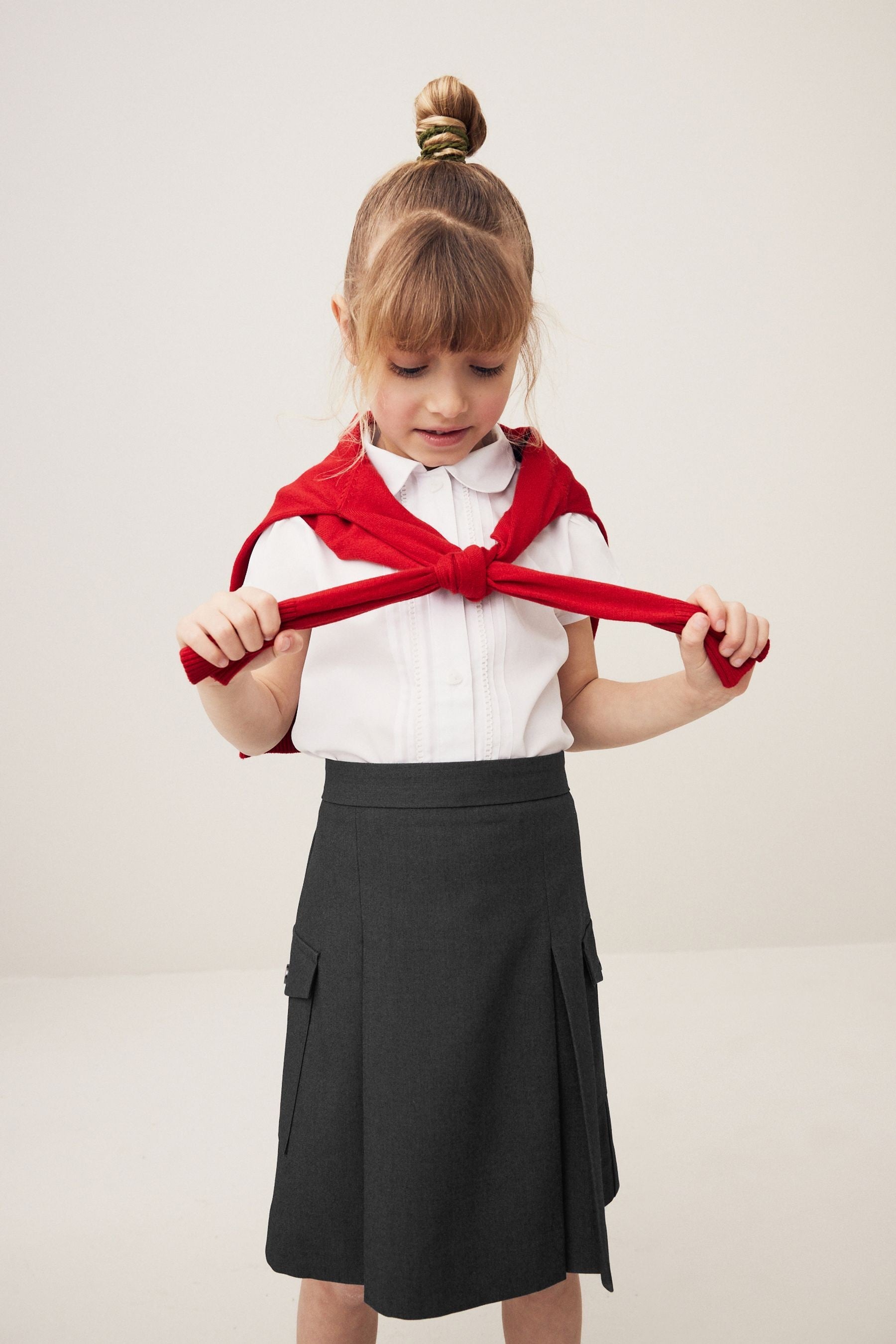 Grey Utility Pocket Pleated Skirt (3-16yrs)