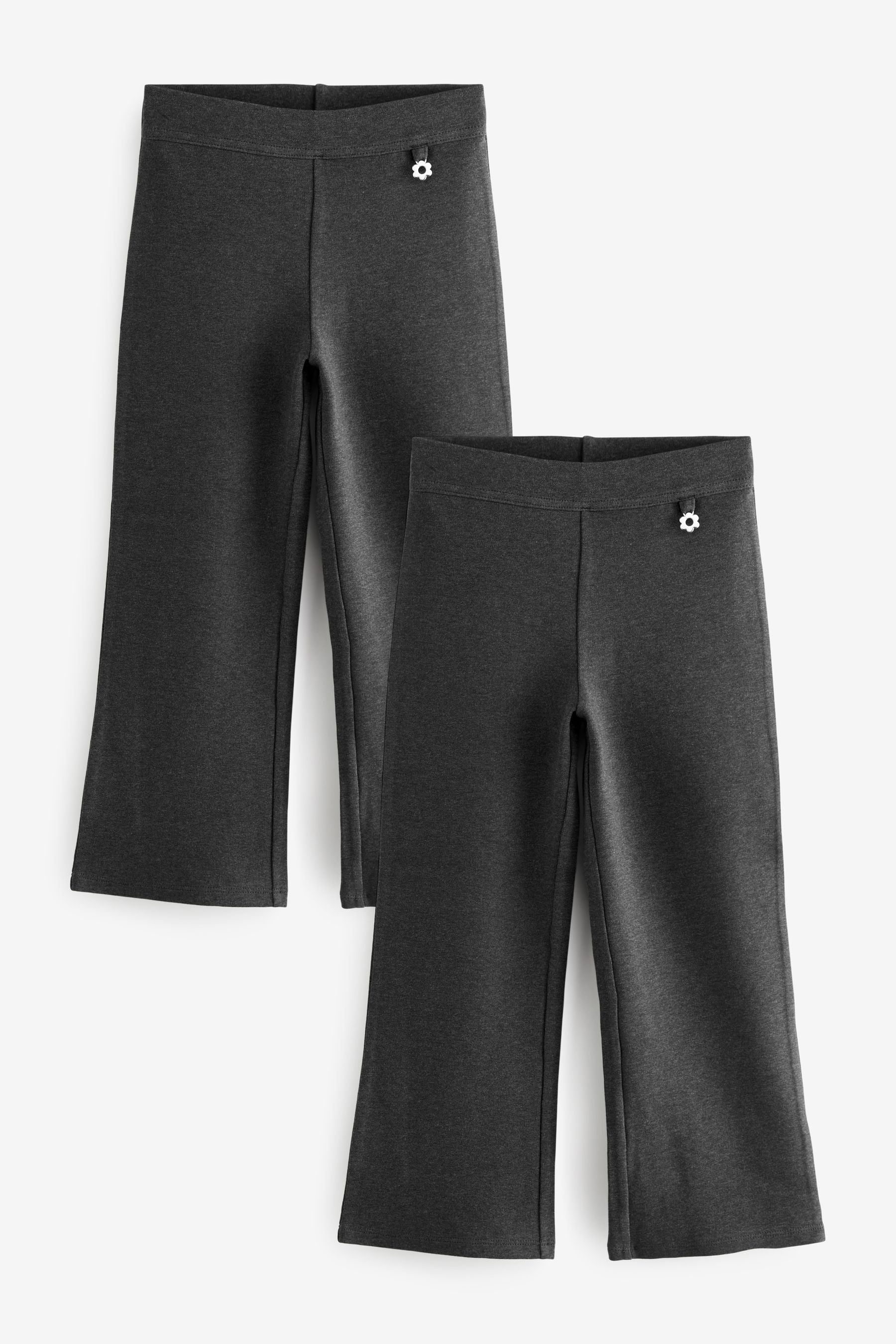 Charcoal Grey Cotton Rich Jersey Stretch Pull- On Bootcut School Trousers 2 Pack (3-17yrs)