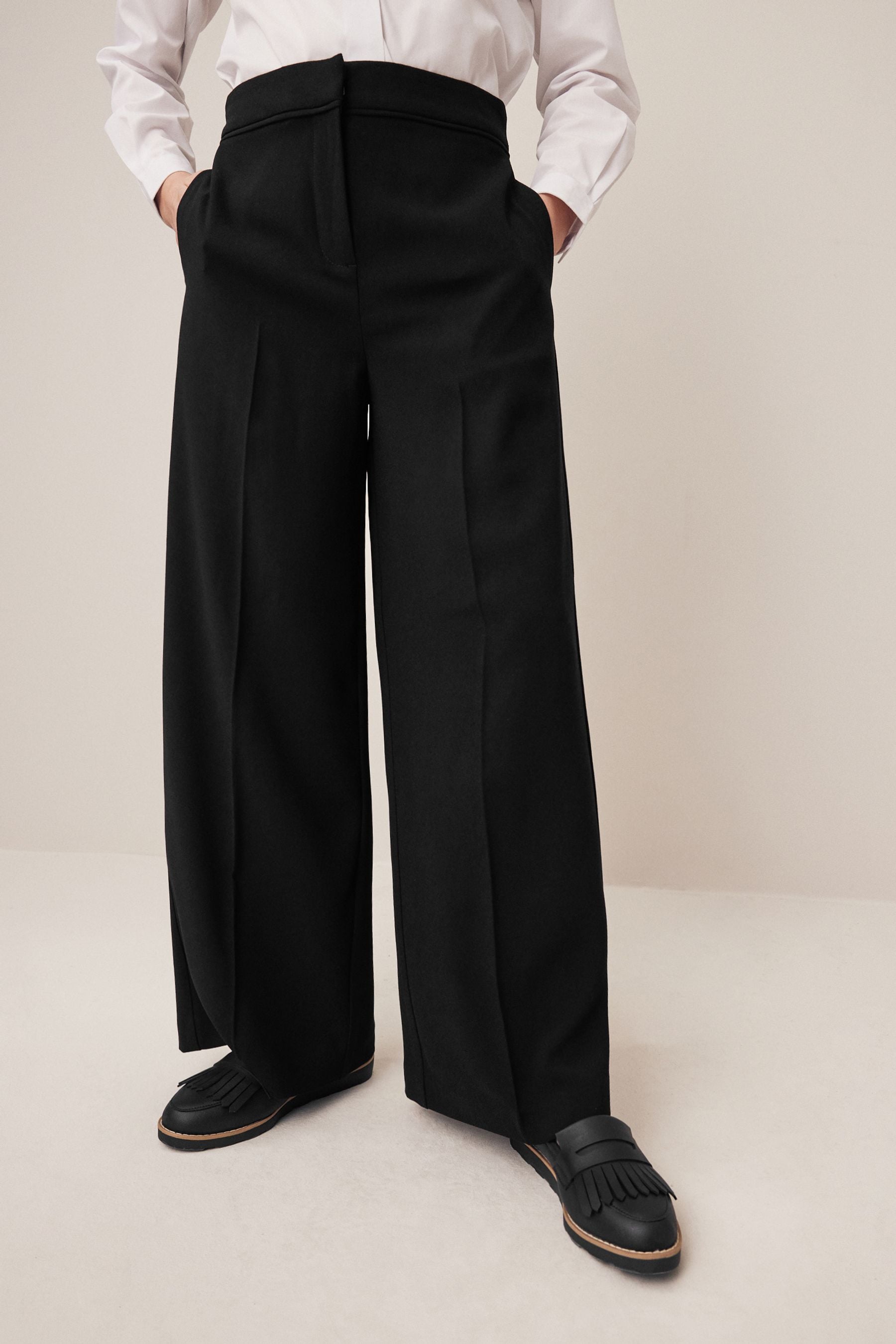 Black Senior Wide Leg Seam Trousers (9-18yrs)