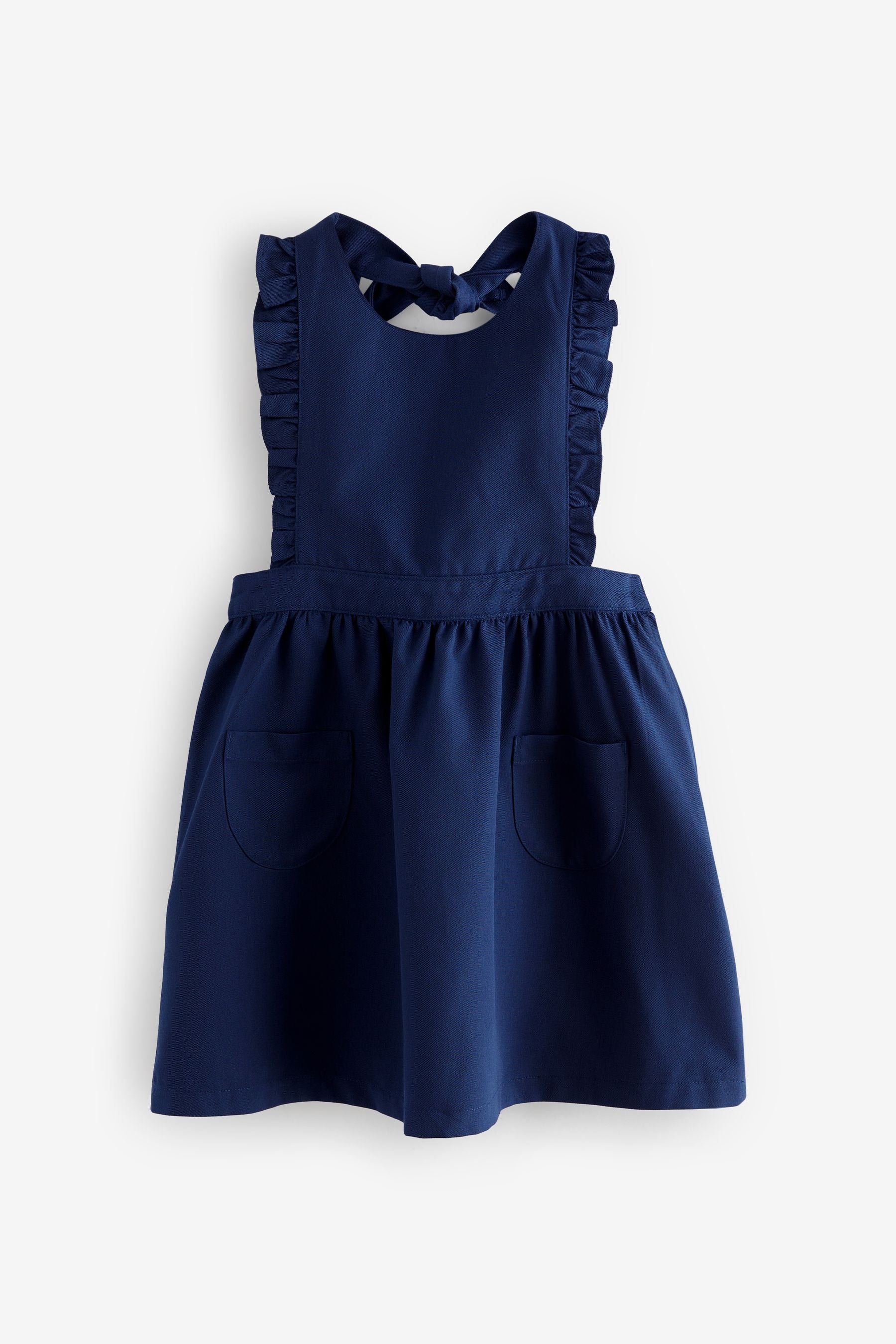 Bright Blue Ruffle Detail Pinafore School Dress (3-14yrs)