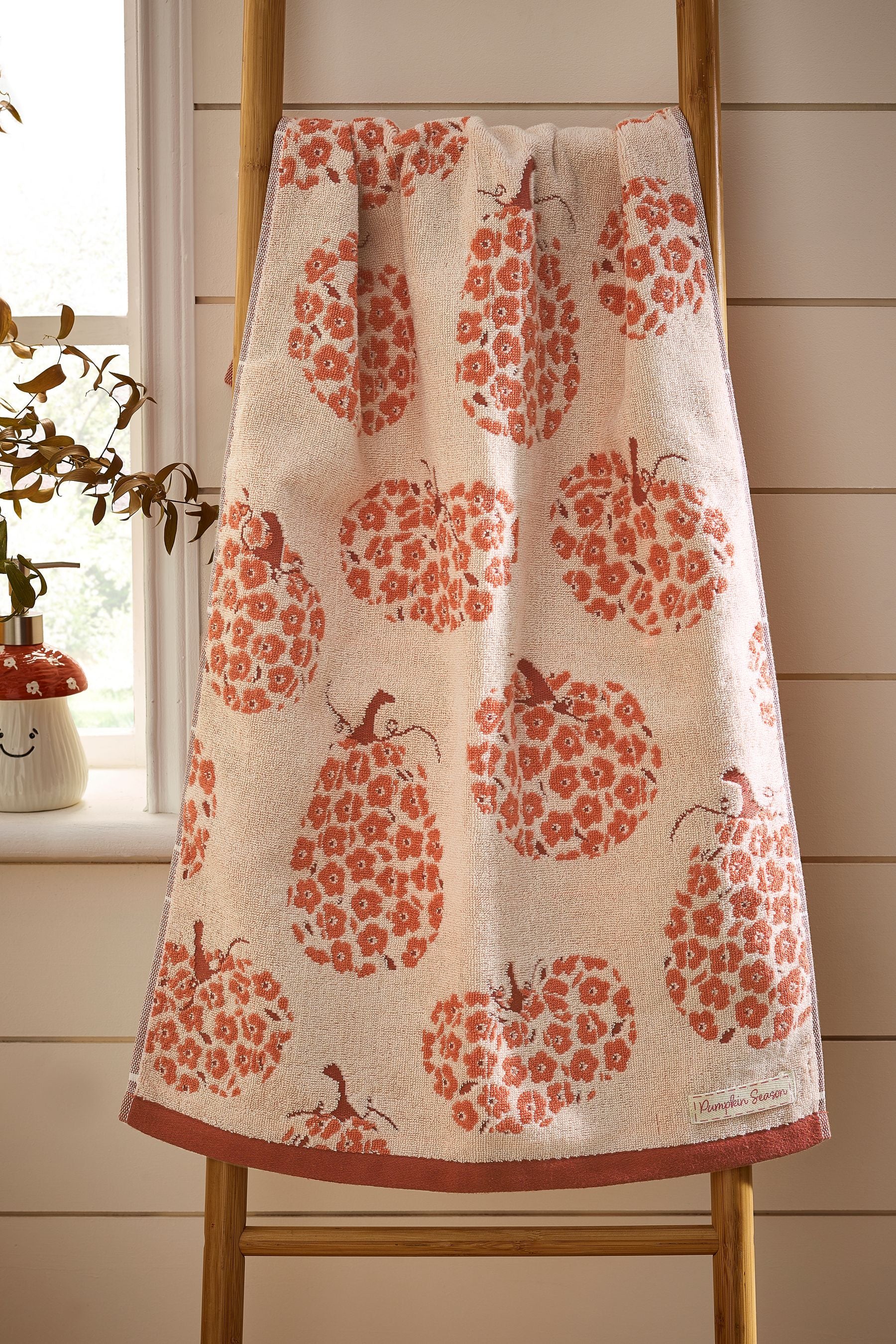 Orange Orange Floral Pumpkin 100% Cotton Towel