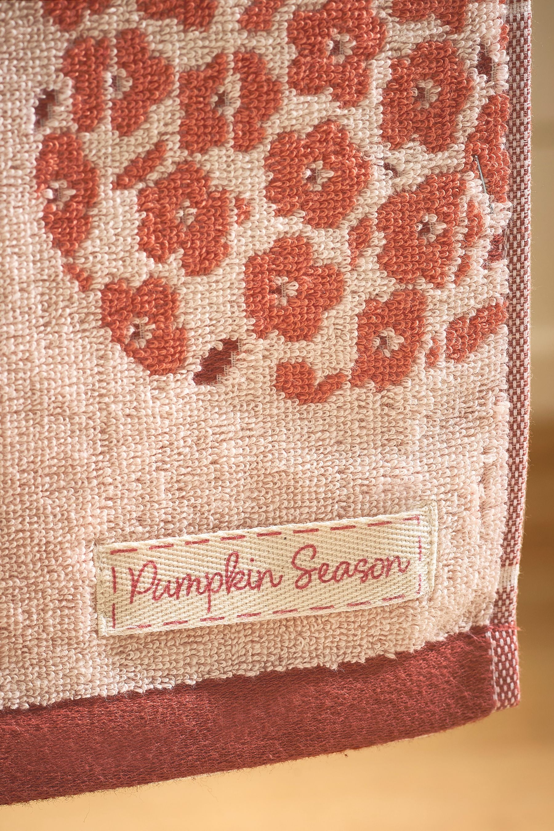 Orange Orange Floral Pumpkin 100% Cotton Towel