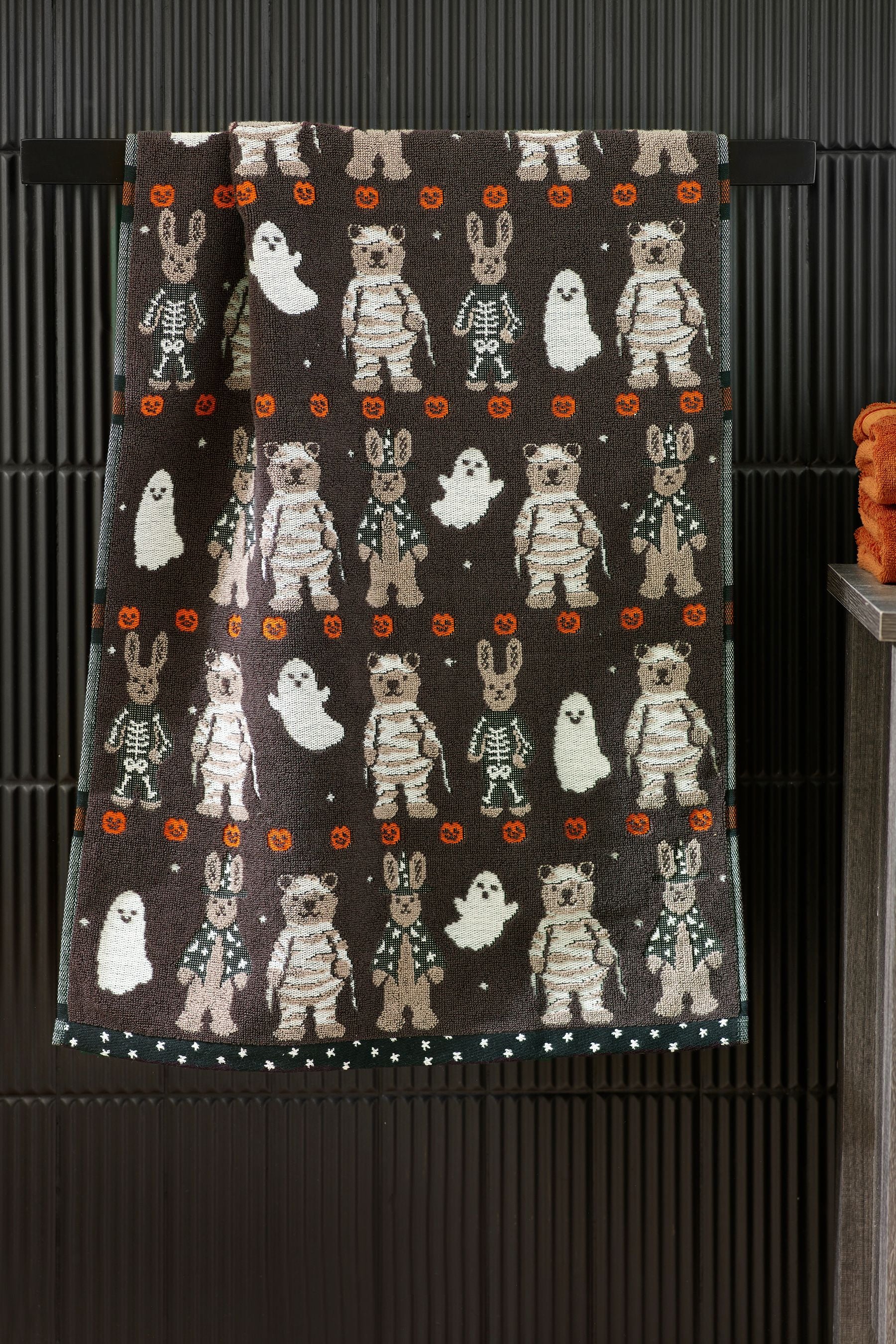 Black Halloween Bertie Bear and Rosie Rabbit 100% Cotton Towels