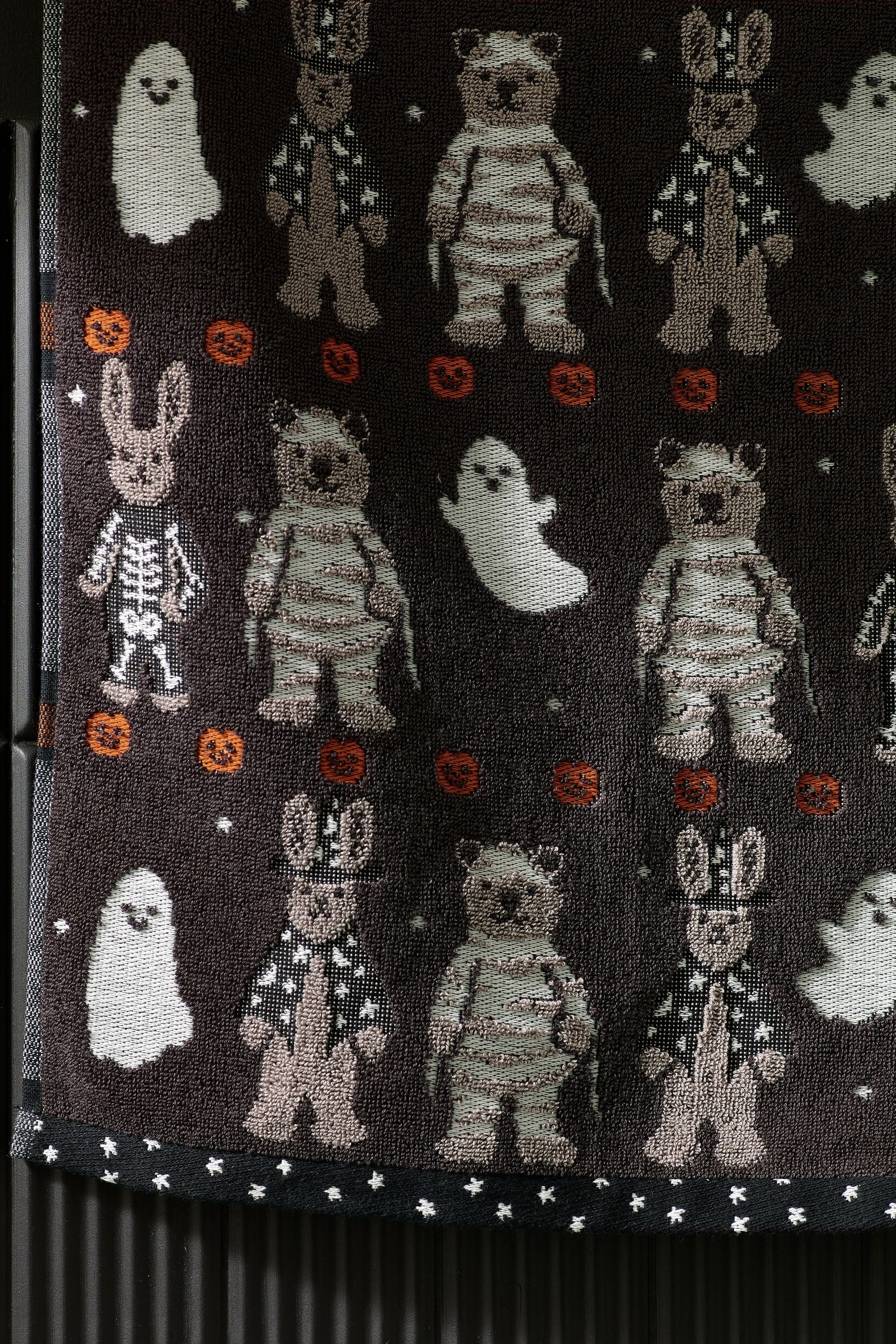 Black Halloween Bertie Bear and Rosie Rabbit Towels