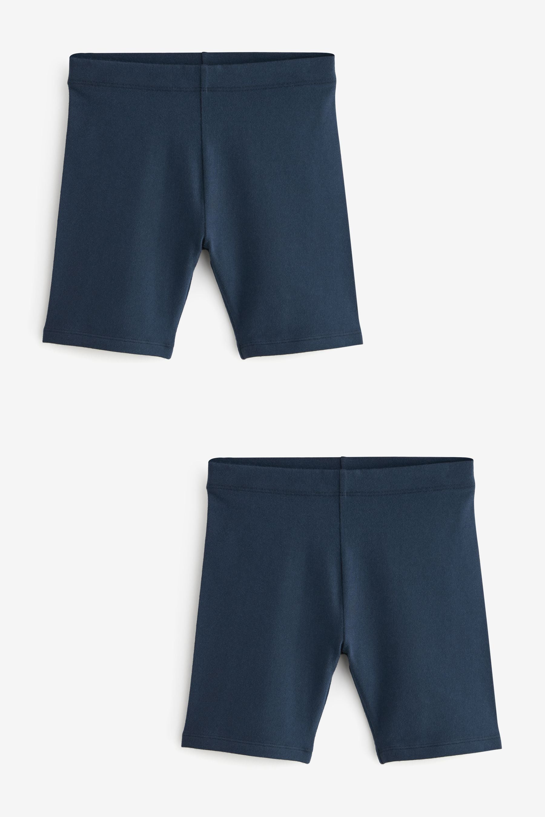 Navy Blue Longer Length 2 Pack Cotton Rich Stretch Cycle Shorts (3-16yrs)