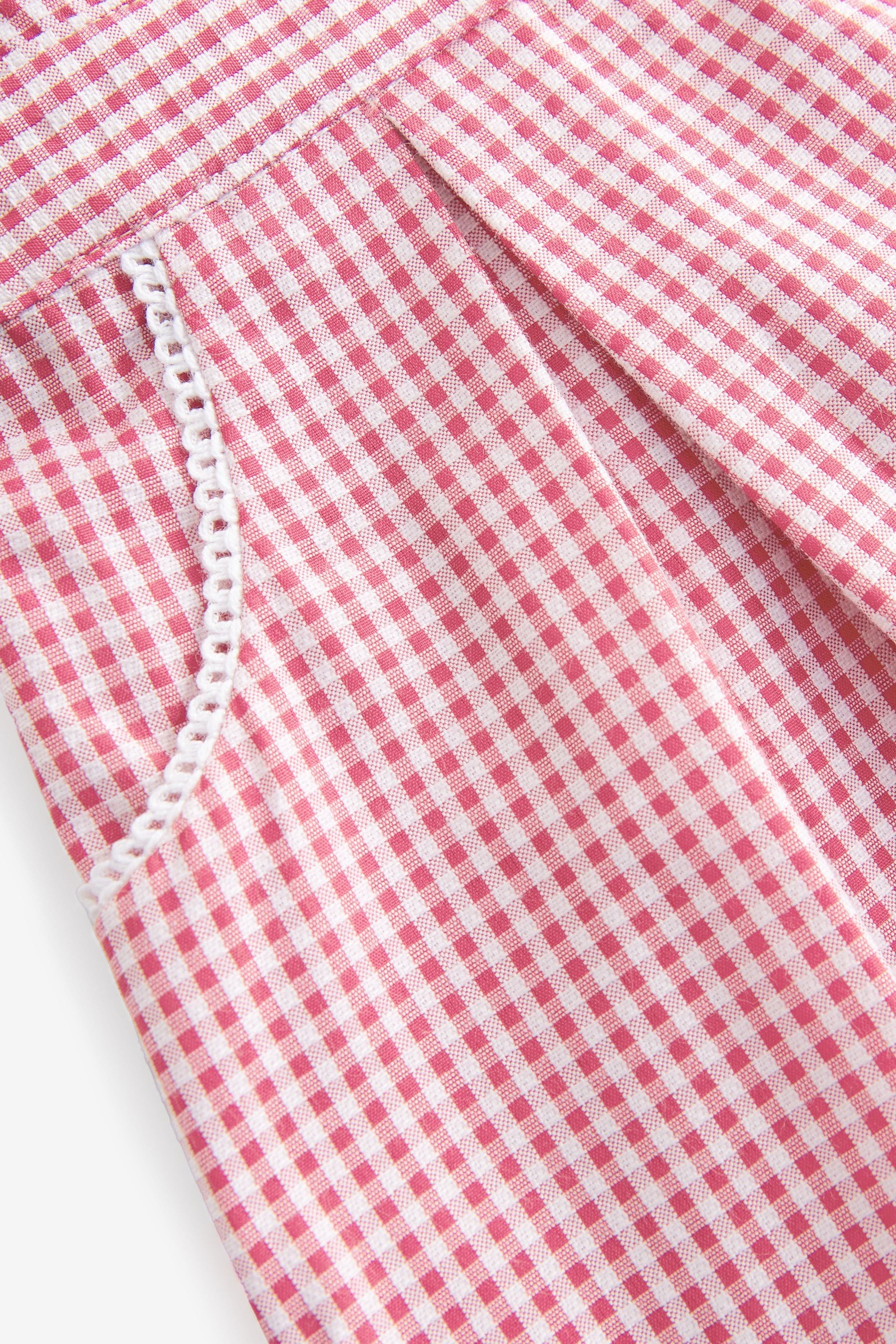 Red Cotton Rich Scalloped Collar Gingham School Dress (3-14yrs)