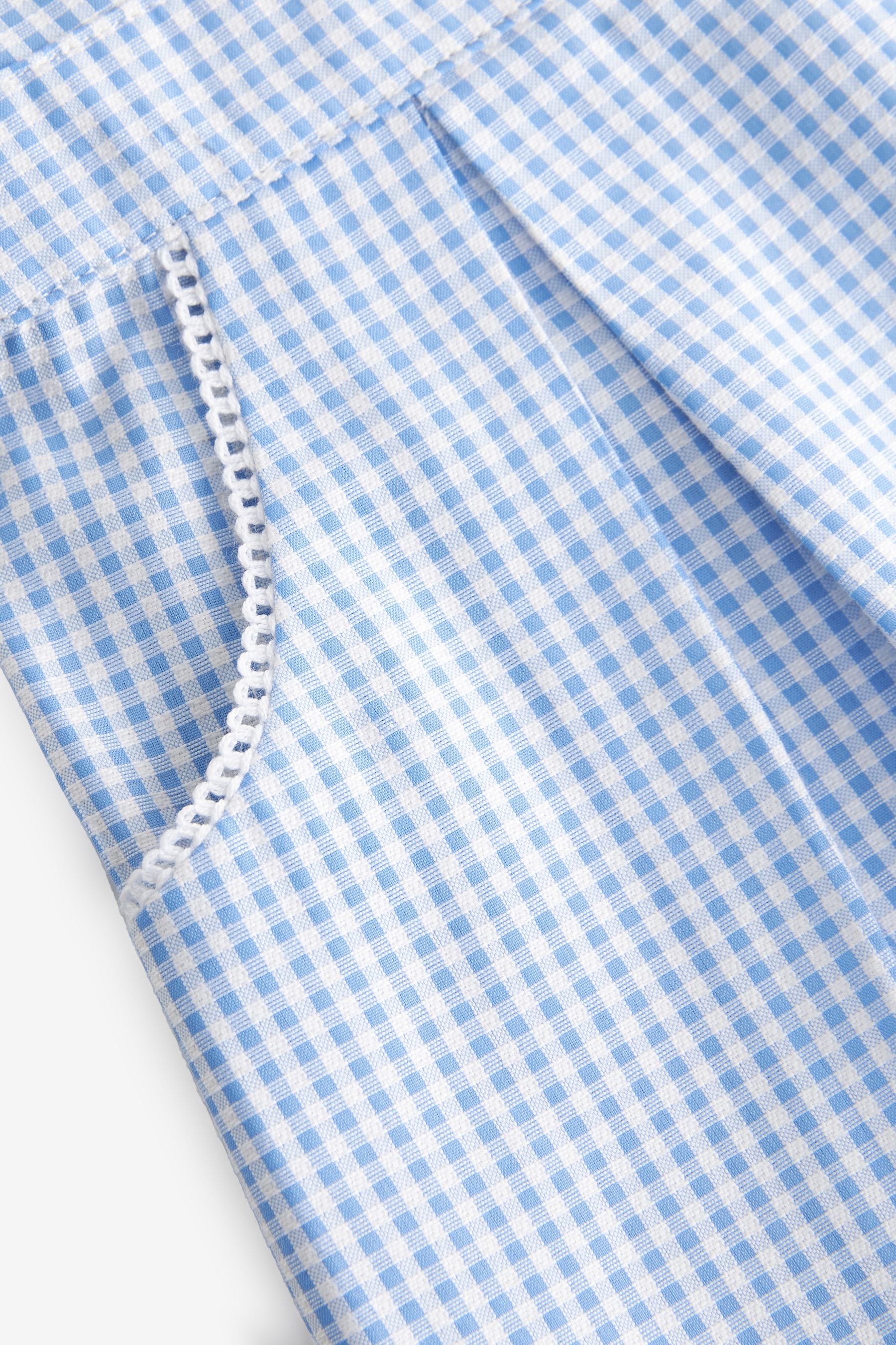 Blue Cotton Rich Scalloped Collar Gingham School Dress (3-14yrs)