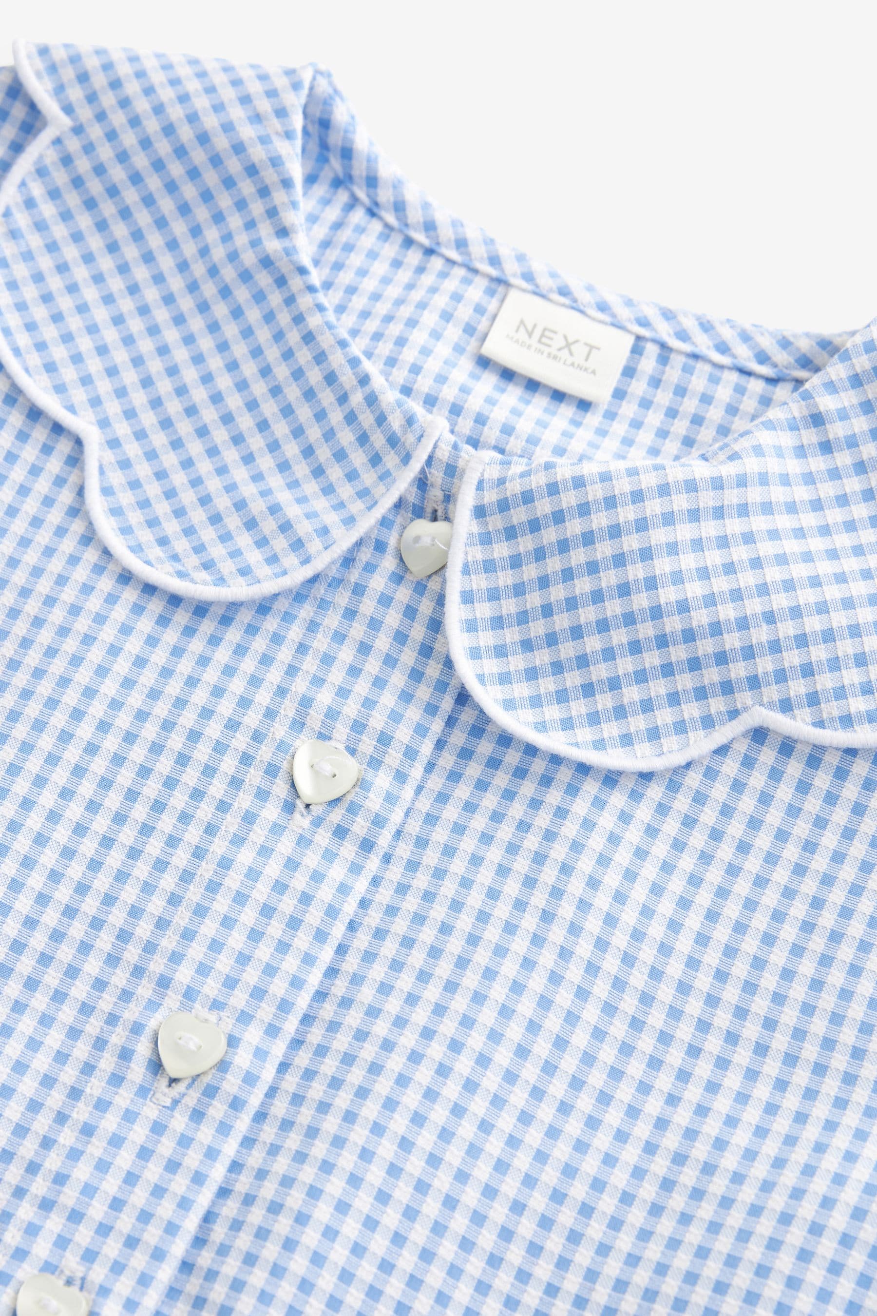 Blue Cotton Rich Scalloped Collar Gingham School Dress (3-14yrs)