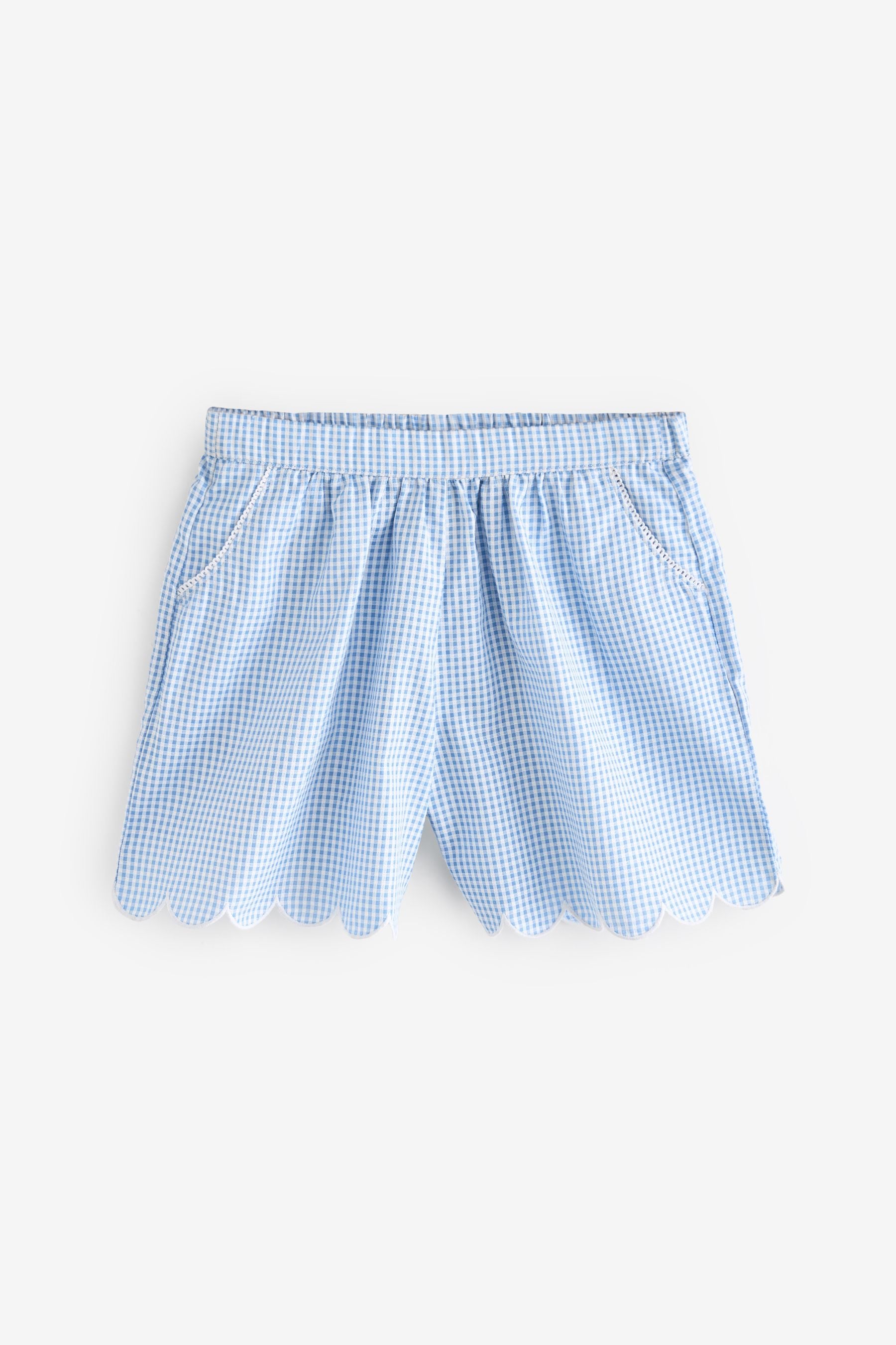 Blue Pull-on Cotton Rich School Gingham Shorts (3-14yrs)