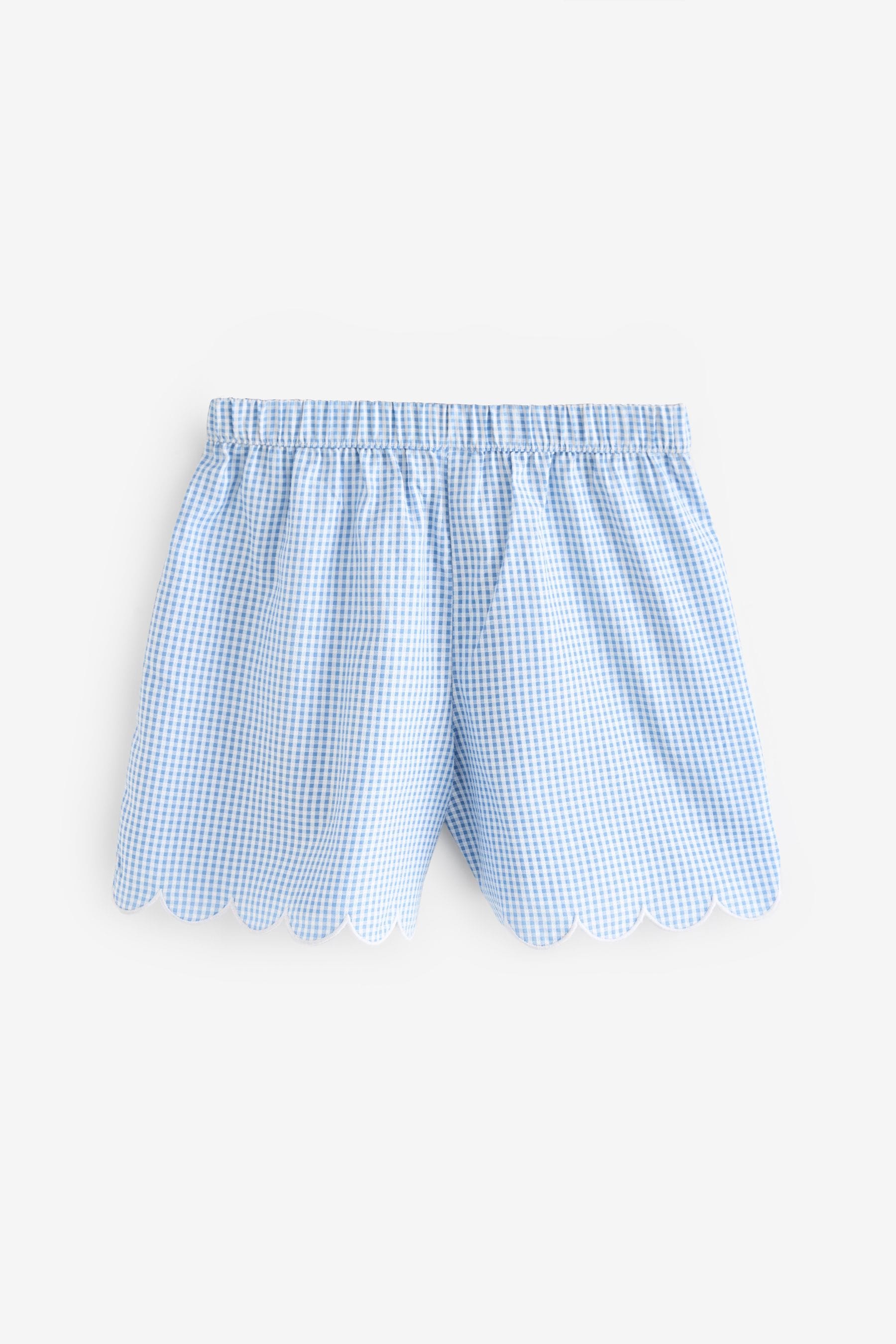 Blue Pull-on Cotton Rich School Gingham Shorts (3-14yrs)