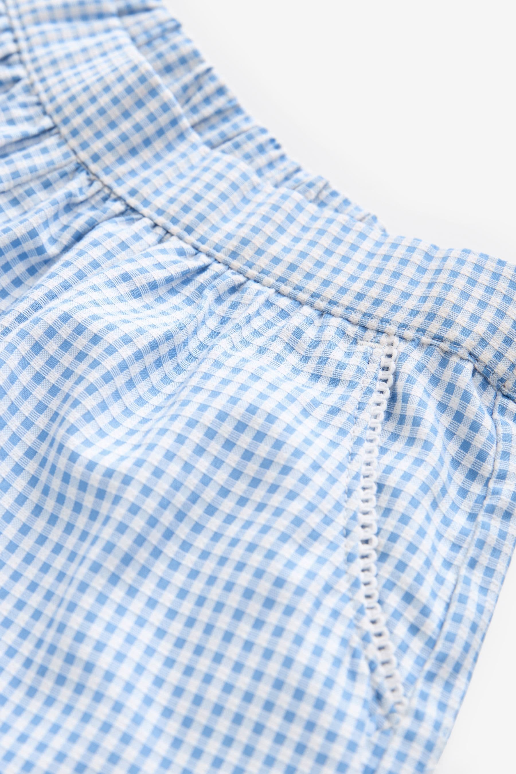 Blue Pull-on Cotton Rich School Gingham Shorts (3-14yrs)