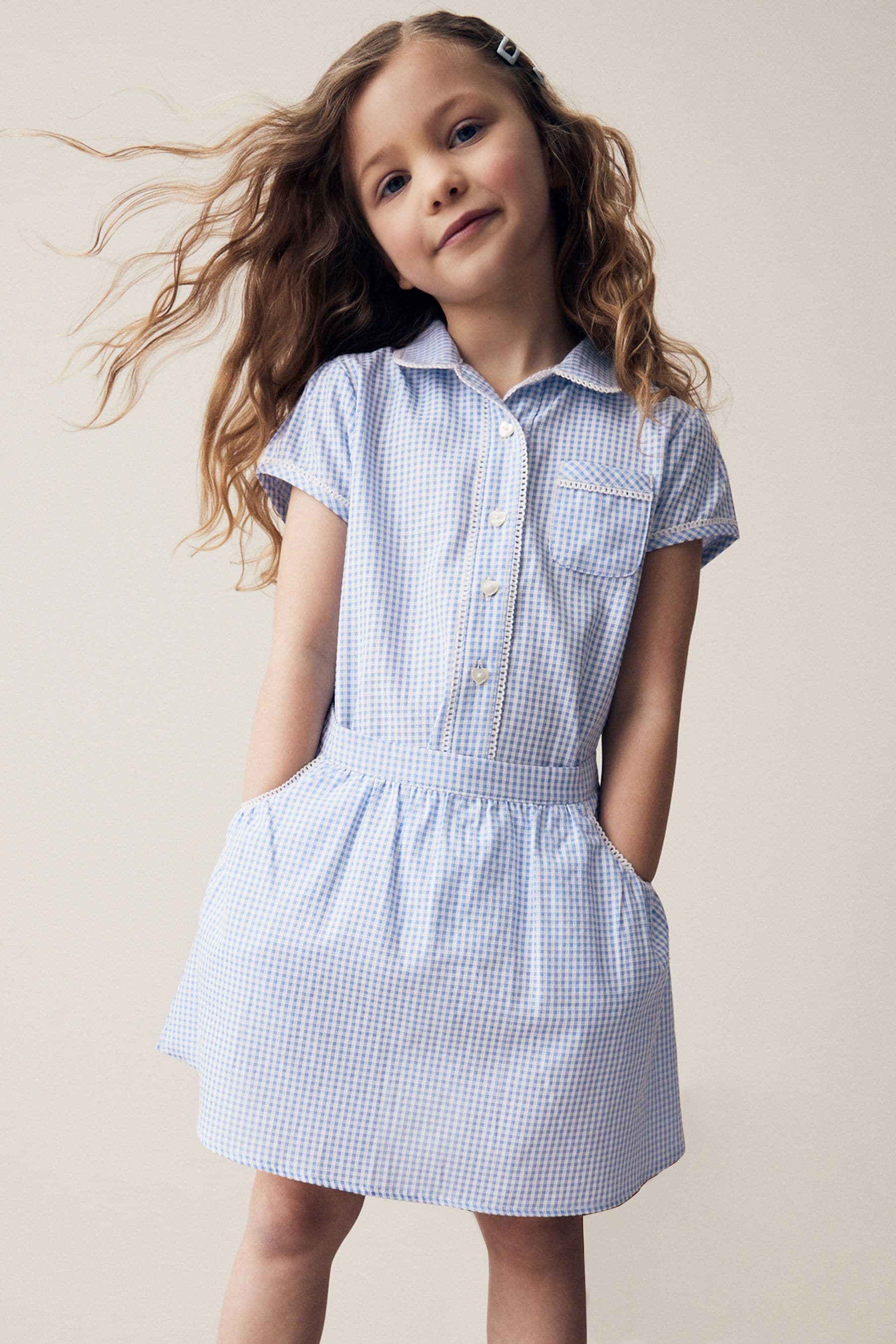 Blue Cotton Rich School Gingham Skirt (3-14yrs)