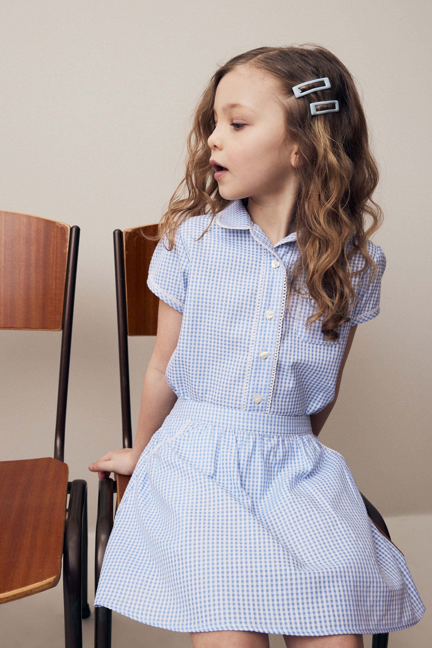 Blue Cotton Rich School Gingham Skirt (3-14yrs)