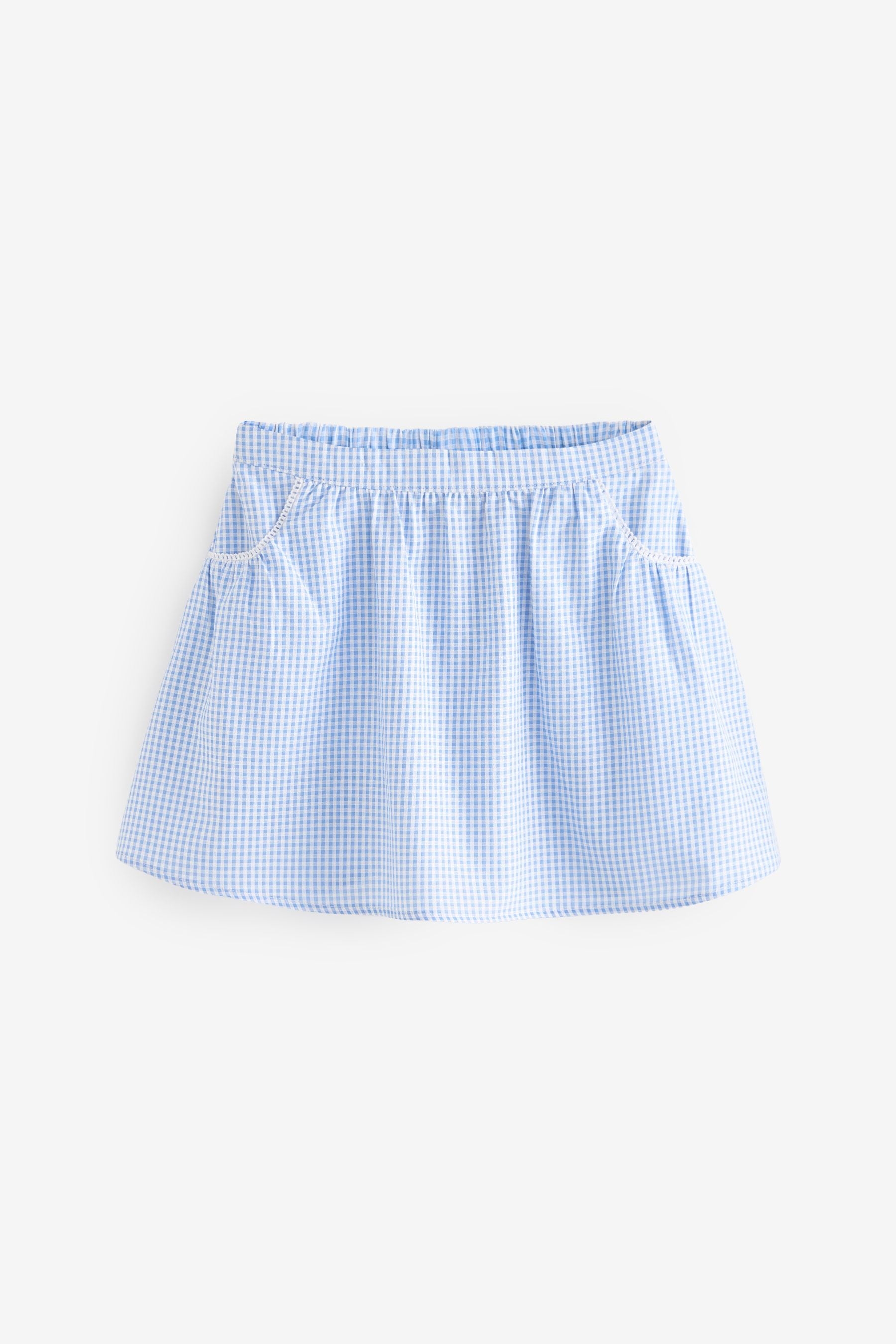 Blue Pull-on Cotton Rich School Gingham Skirt (3-14yrs)