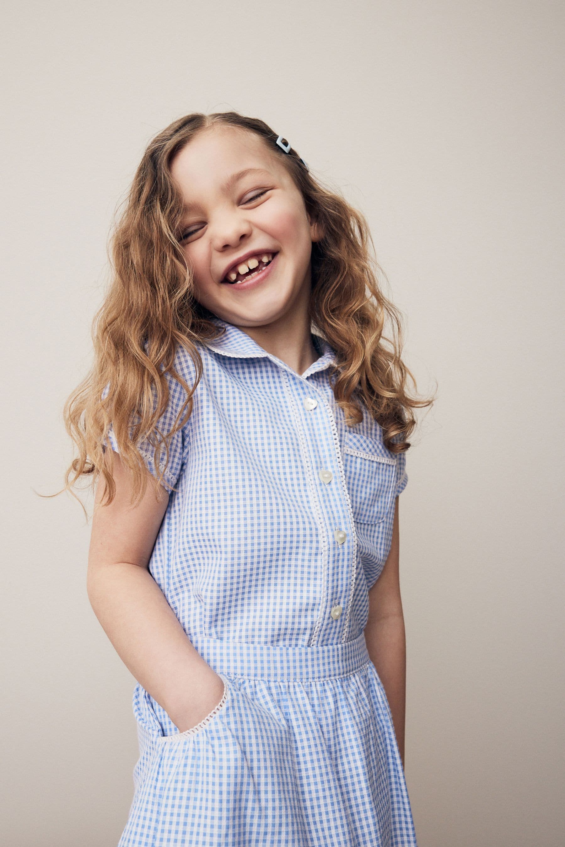 Blue Cotton Rich School Gingham Skirt (3-14yrs)