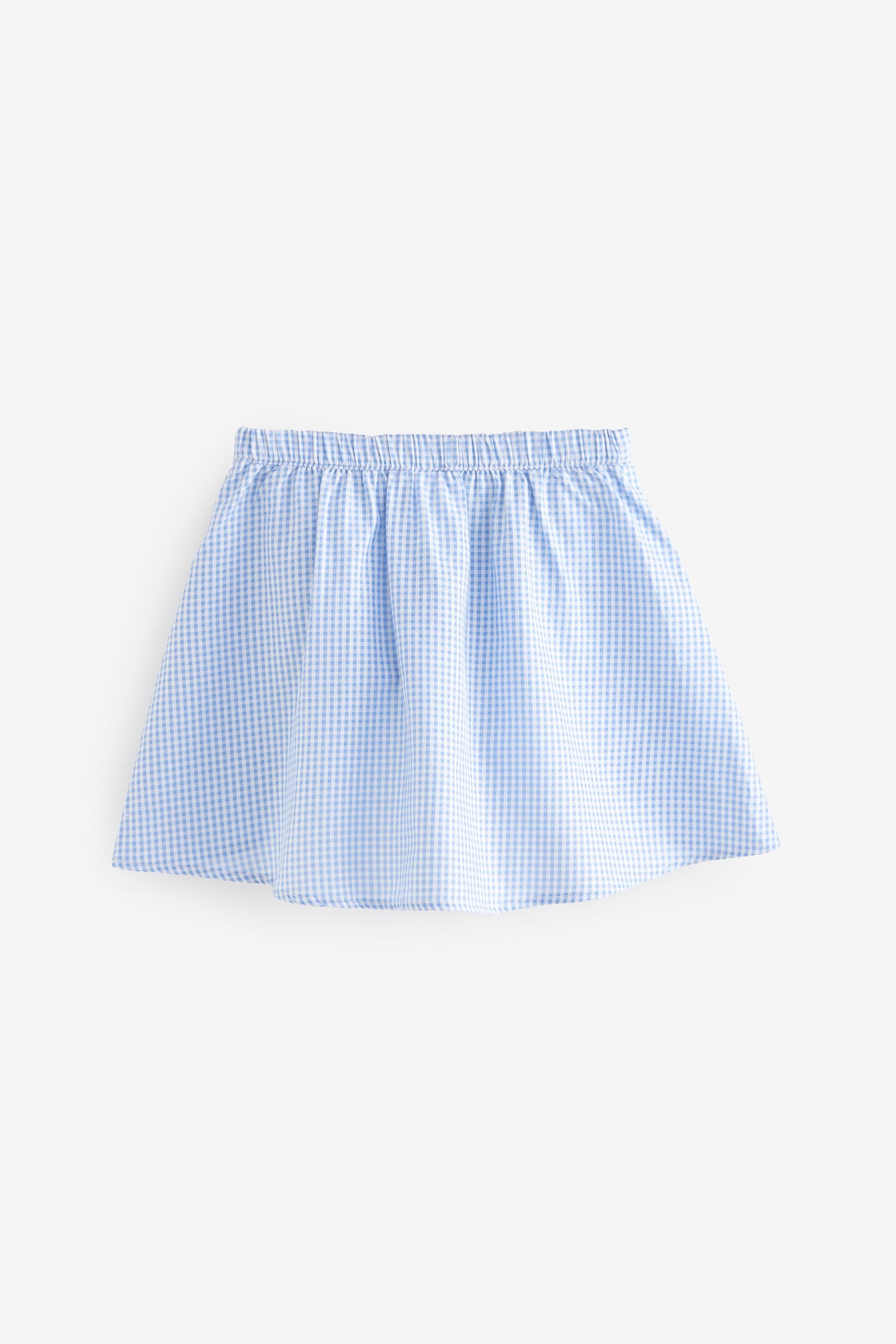 Blue Pull-on Cotton Rich School Gingham Skirt (3-14yrs)