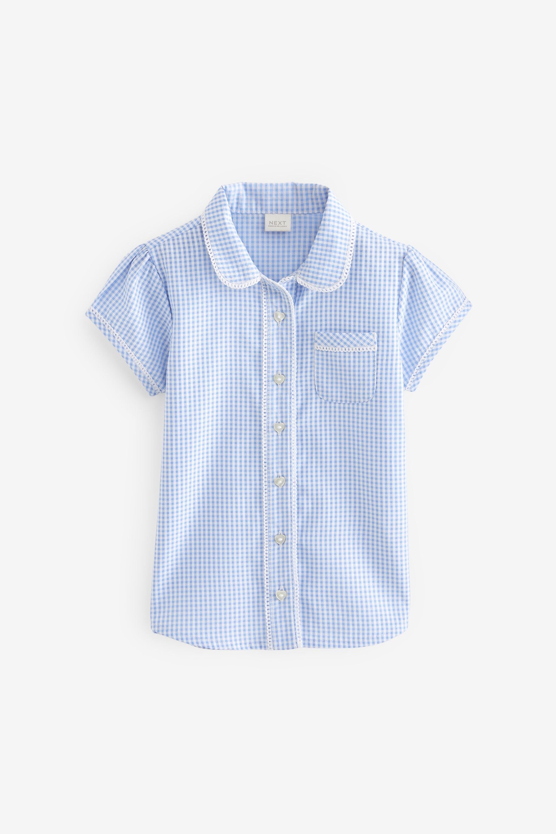 Blue Cotton Rich School Gingham Blouse (3-14yrs)