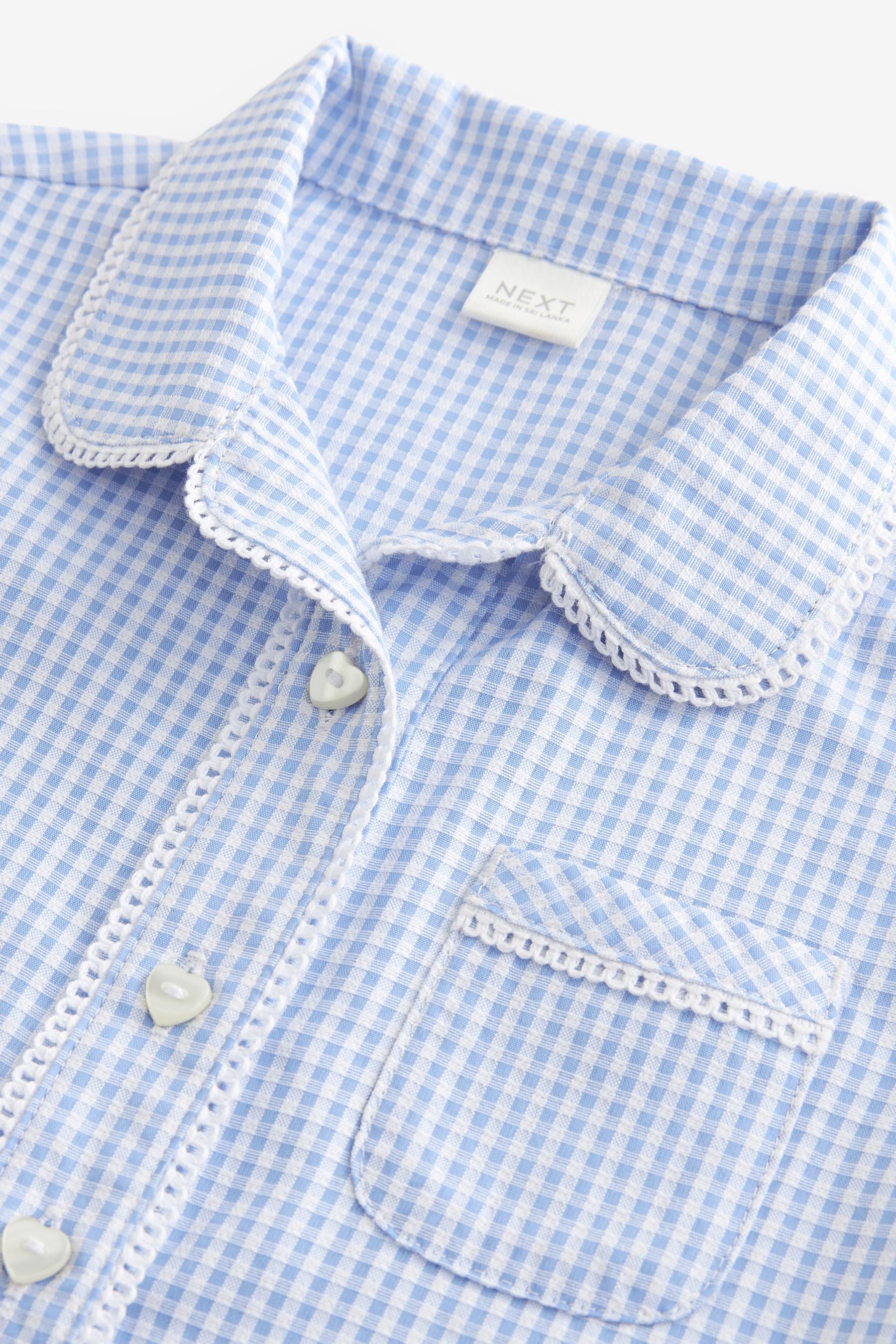 Blue Cotton Rich School Gingham Blouse (3-14yrs)